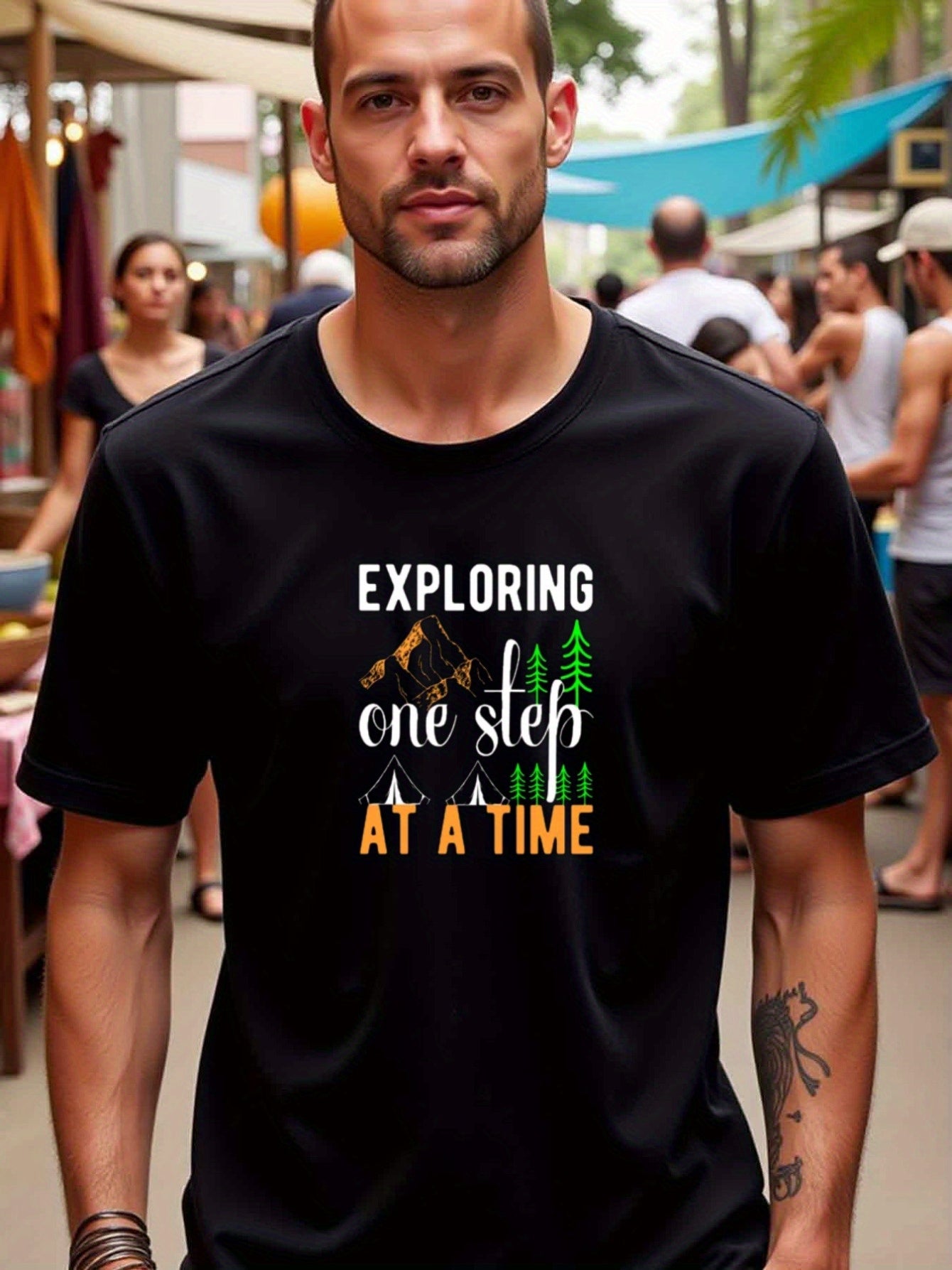 natee local warehouse clearance Adventure Awaits: Exploring One Step at a Time T-shirt, man's T-Shirt,100% Cotton Fabric,Crew Neck,Short Sleeve,Regular Fit,All-Season Casual Wear,180gsm-Ideal For Summer Holiday Gift,