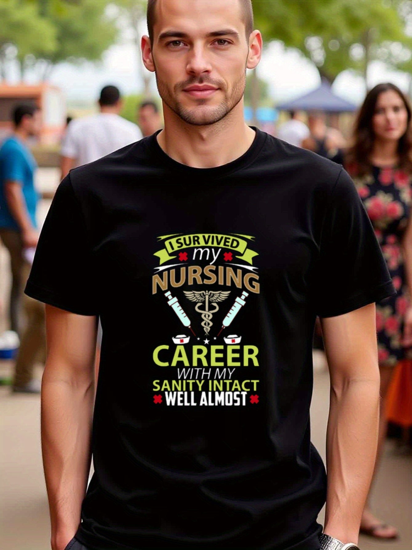 natee local warehouse clearance Survived Nursing Career: Humorous T-shirt for Nurses,