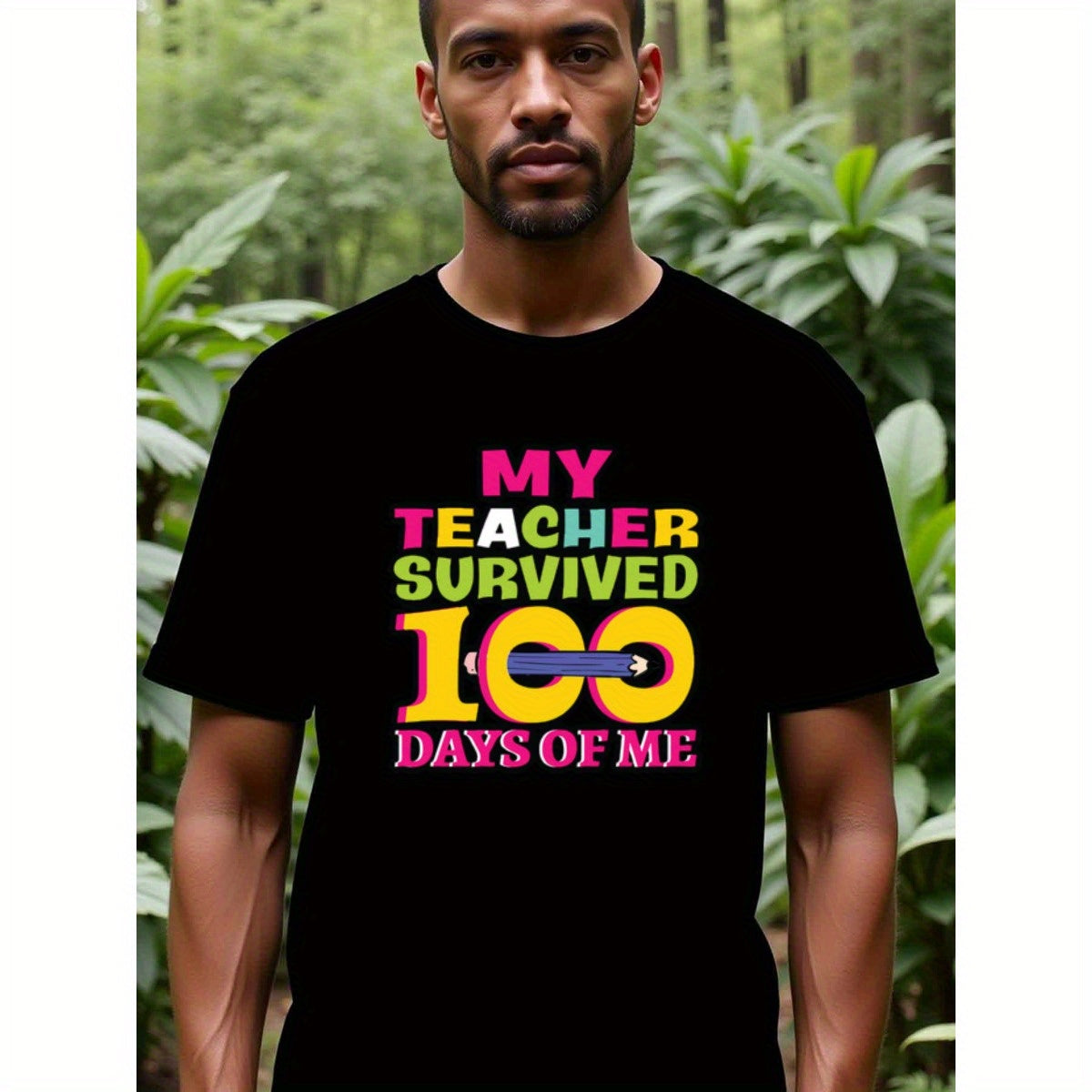 natee local warehouse clearance 100 Days of School: Teacher Survival T-shirt, 男t, 男t
