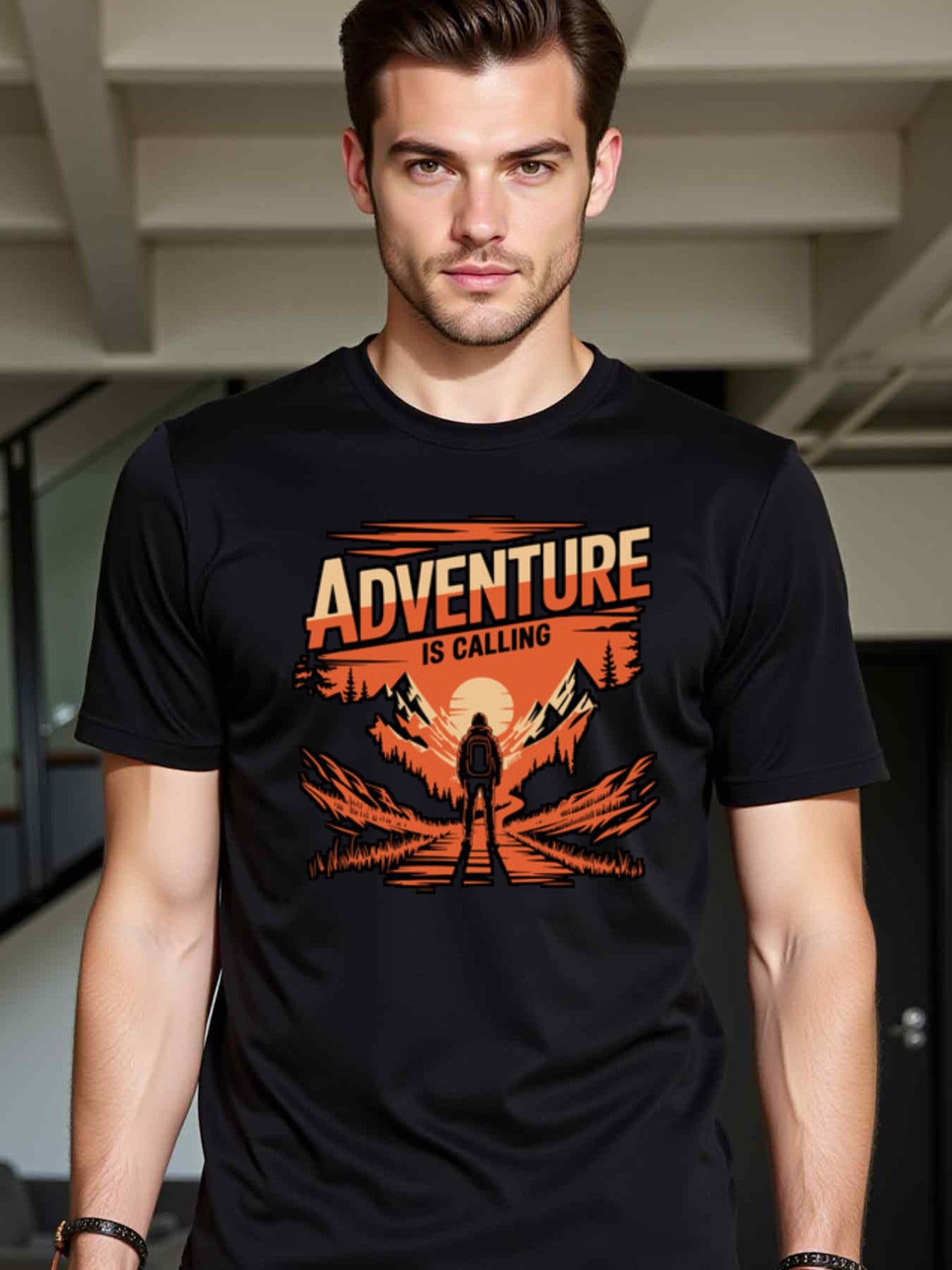 natee local warehouse clearance Adventure Calling: Hiking and Outdoor Explorer T-shirt, man's T-Shirt,100% Cotton Fabric,Crew Neck,Short Sleeve,Regular Fit,All-Season Casual Wear,180gsm-Ideal for Valentines Christian festival Thanksgiving Day, 男t