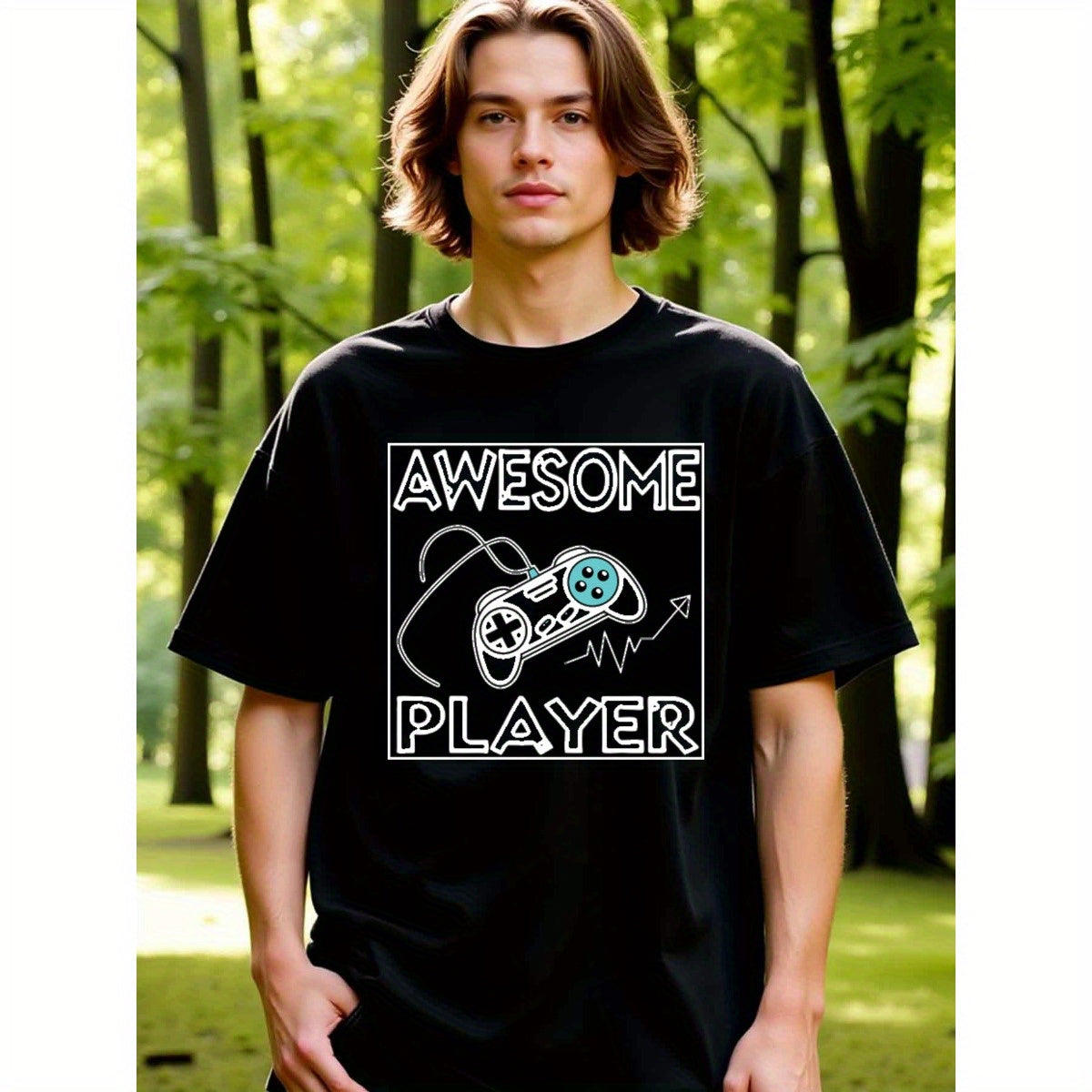 natee local warehouse clearance Awesome Player Gaming Controller Graphic Tee, 男t