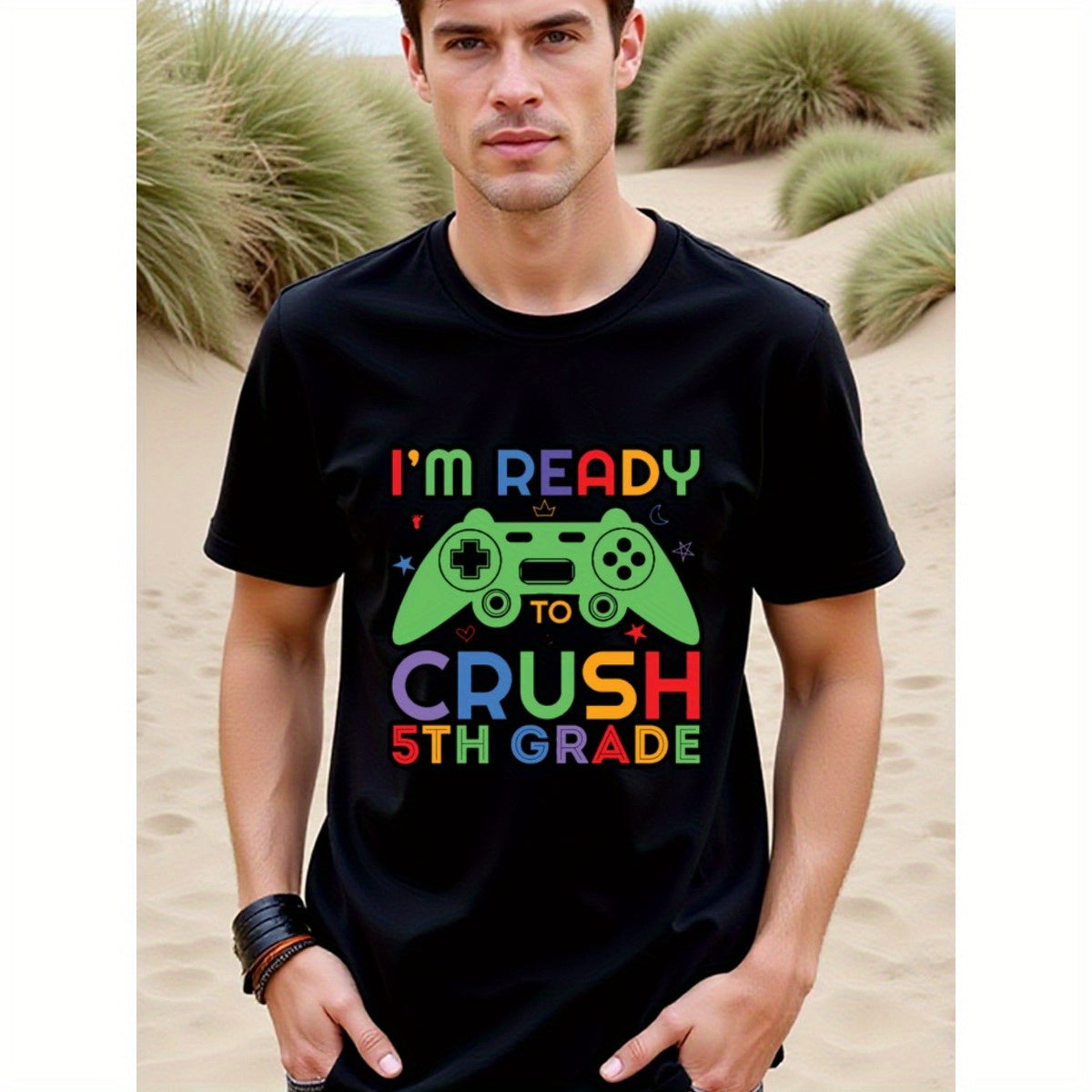 natee local warehouse clearance Back-to-school Gamer: Crush 5th Grade T-shirt, man's T-Shirt,100% Cotton Fabric,Crew Neck,Short Sleeve,Regular Fit,All-Season Casual Wear,180gsm-Ideal for Valentines Christian festival Thanksgiving Day, 男t