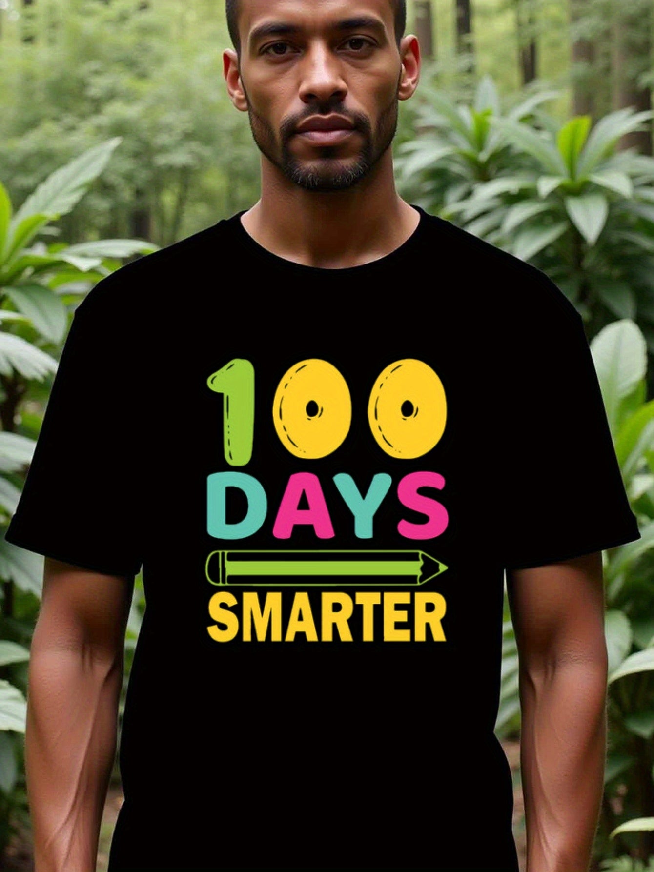 natee local warehouse clearance 100 Days Smarter: Celebrate 100th Day of School with Style!, man's T-Shirt,100% Cotton Fabric,Crew Neck,Short Sleeve,Regular Fit,All-Season Casual Wear,180gsm-Ideal For Summer Holiday Gift, 男t