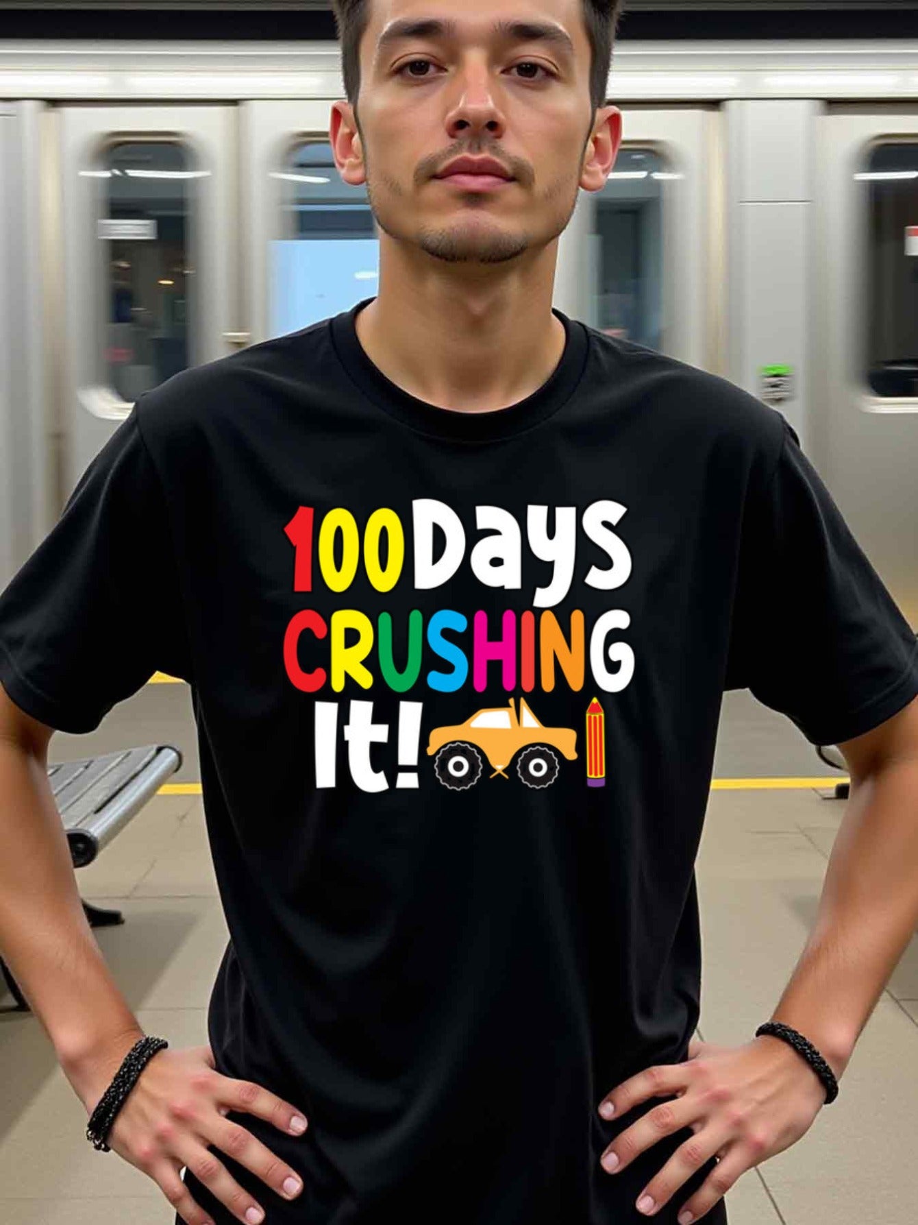 natee local warehouse clearance 100 Days Crushing It! Kids T-shirt, 男t