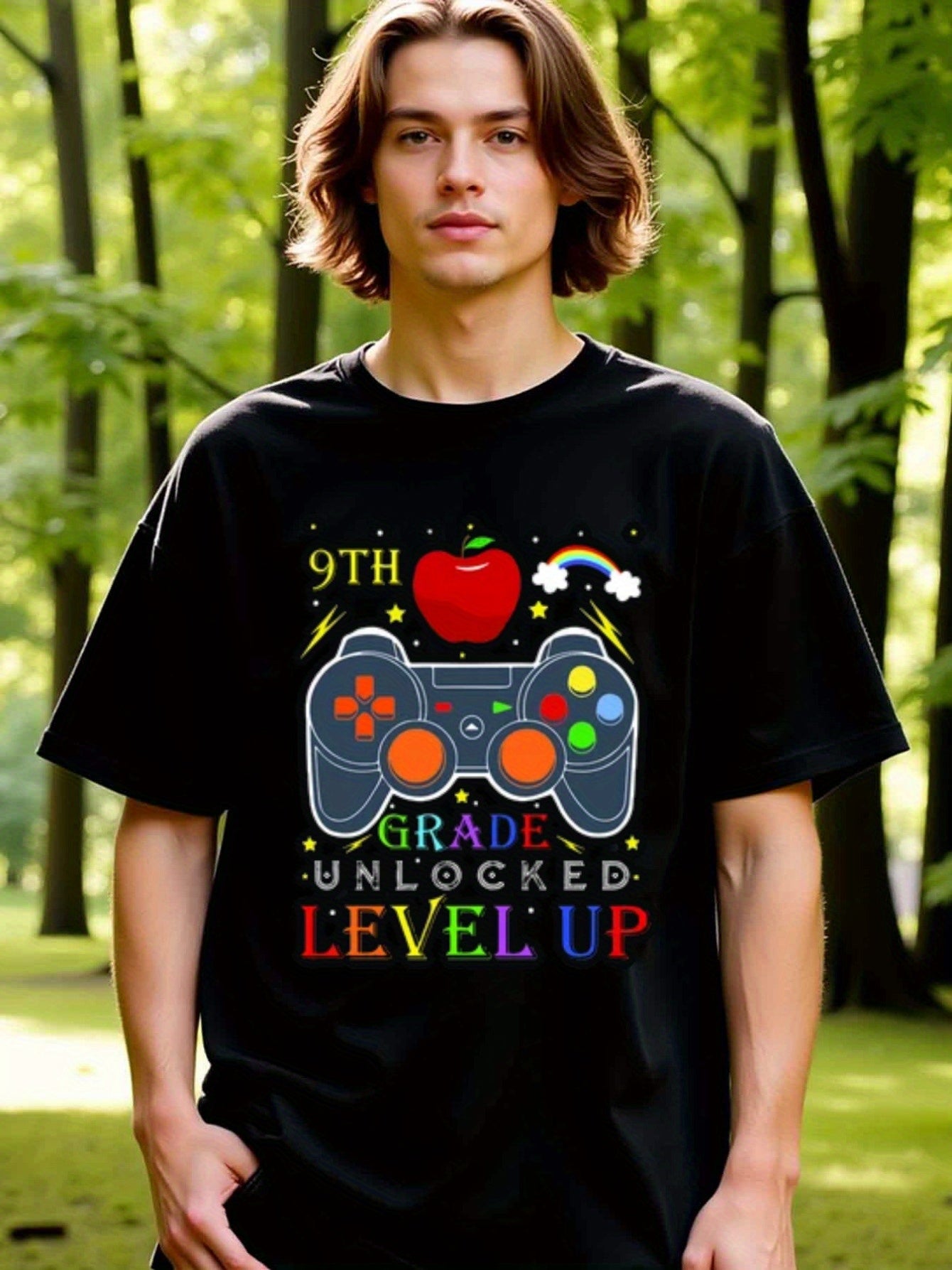 natee local warehouse clearance Back to School Gamer: 9th Grade Unlocked Level Up T-shirt, 男t, 男t