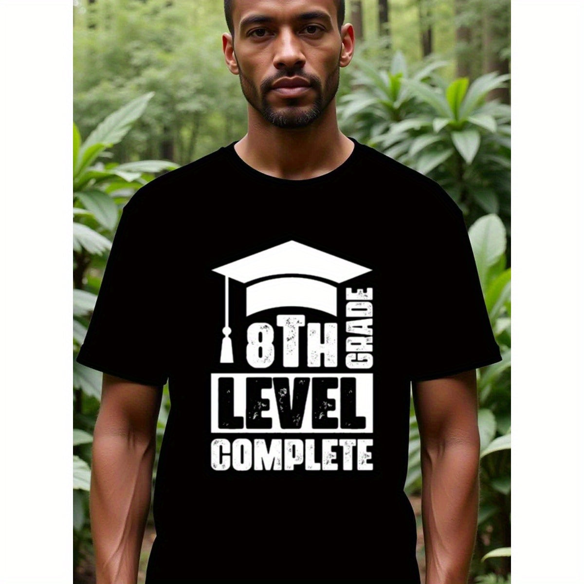 natee local warehouse clearance 8th Grade Level Complete Graduation T-shirt, 100% Cotton Fabric,Crew Neck,Regular Fit,Weekend Casual Wear,180gsm Family Friends Christian festival Thanksgiving Day, 男t