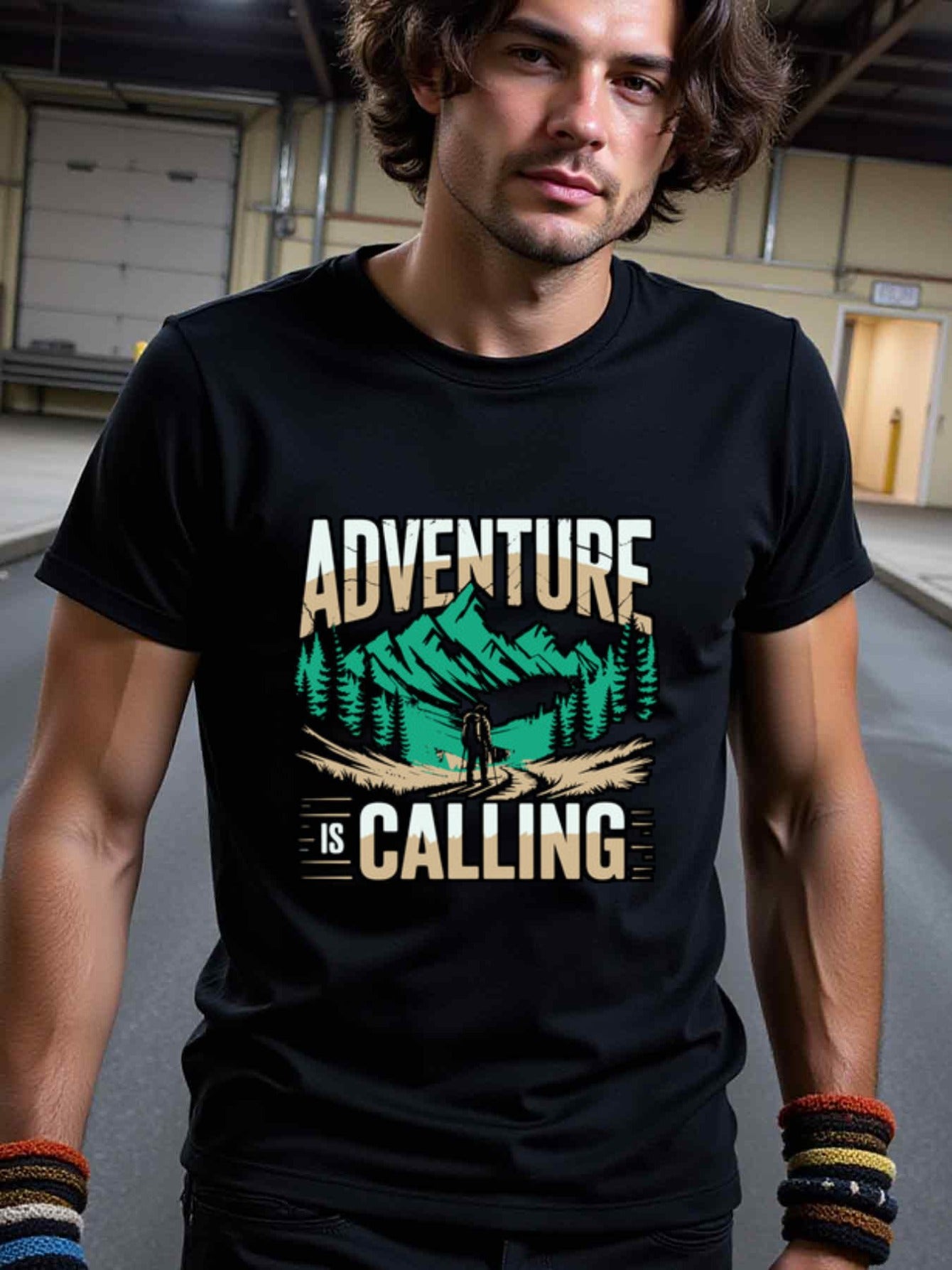 natee local warehouse clearance Adventure Calling: Hiking and Outdoor Enthusiast T-shirt, 男t, 男t
