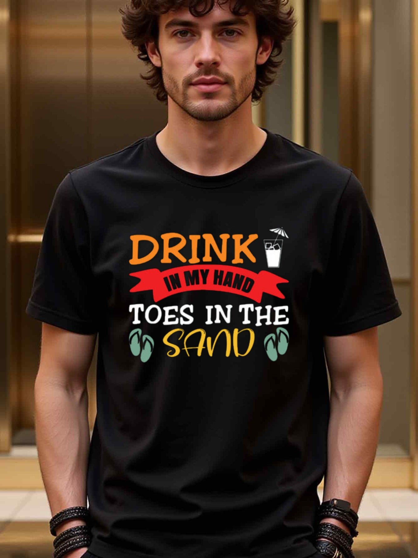 natee local warehouse clearance Relaxing Summer Vibes: Drink in Hand, Toes in Sand T-shirt, 100% Cotton Fabric,Crew Neck,Short Sleeve,Regular Fit,All-season casual wear for man and teens-perfect for running, hiking, the beach, and parties Christian festiv