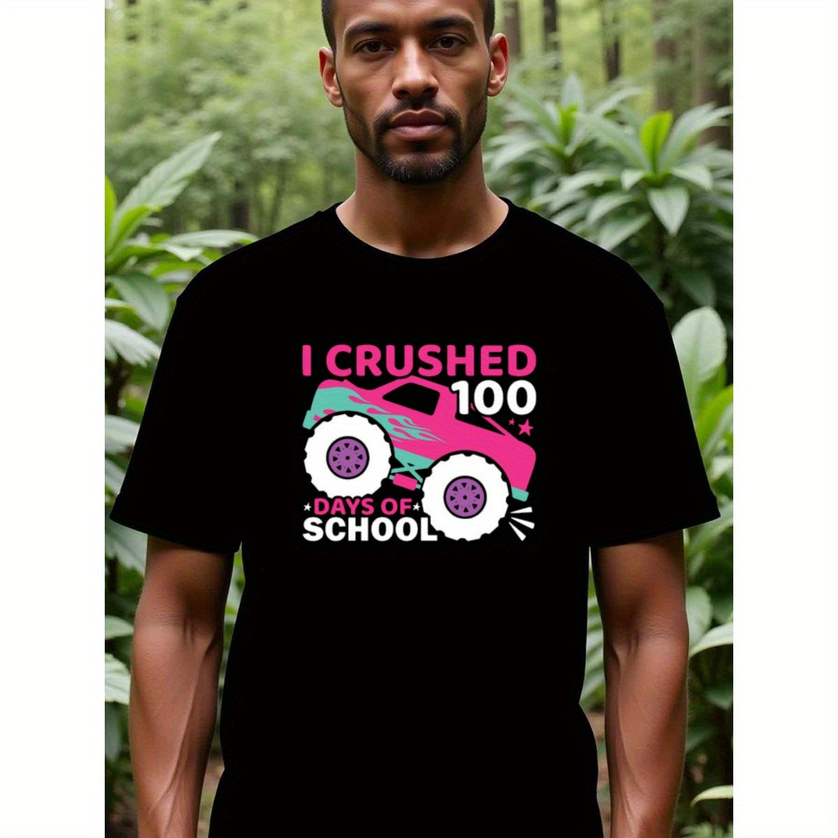 natee local warehouse clearance 100 Days of School Monster Truck T-shirt, 男t, 男t