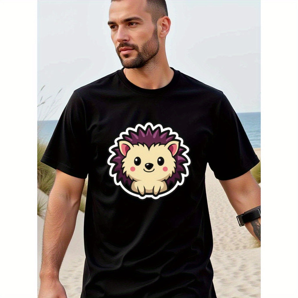 natee local warehouse clearance Adorable Hedgehog Graphic Tee for Men, 100% Cotton Fabric,Crew Neck,Short Sleeve,Regular Fit,All-season casual wear for man and teens-perfect for running, hiking, the beach, and parties Christian festival Thanksgiving Day,