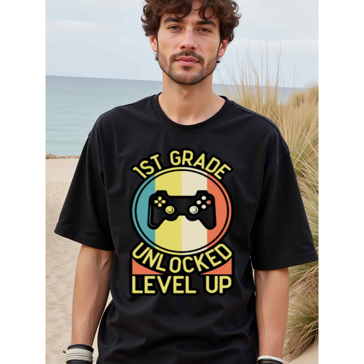 natee local warehouse clearance 1st Grade Unlocked Level Up Gamer Graduation T-shirt, 男t