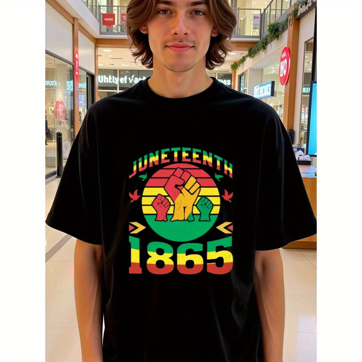 natee local warehouse clearance Juneteenth 1865: Celebrate Freedom with Pride T-shirt, man's T-Shirt,100% Cotton Fabric,Crew Neck,Short Sleeve,Regular Fit,All-Season Casual Wear,180gsm-Ideal For Summer Holiday Gift,