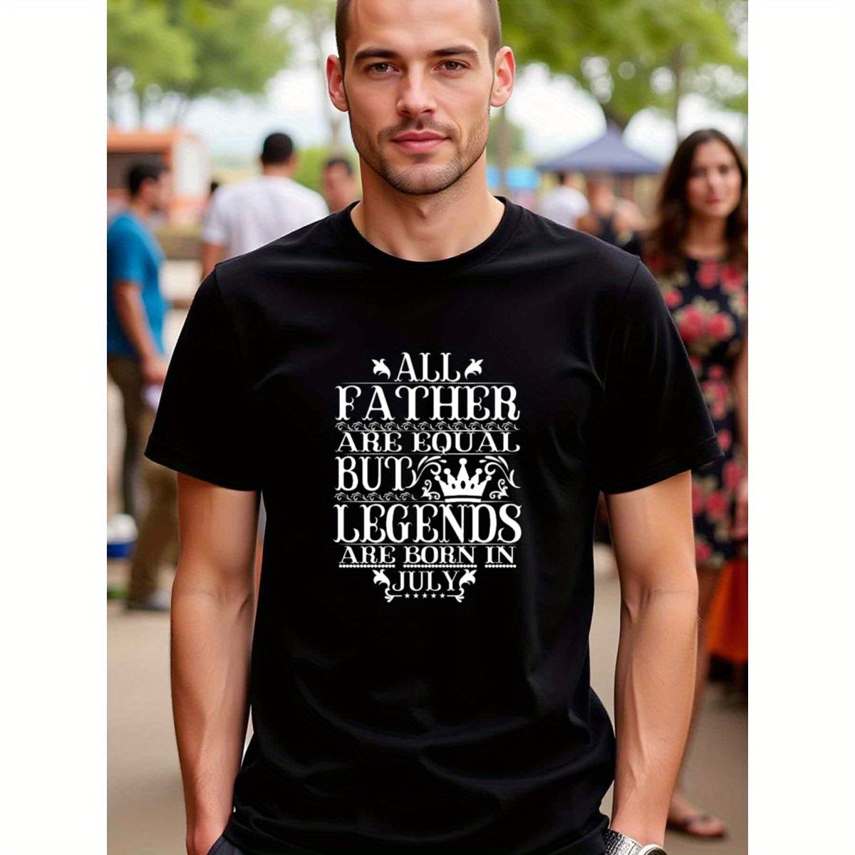 natee local warehouse clearance Legends Are Born in July: Father's Day Gift T-shirt, 100% Cotton Fabric,Crew Neck,Regular Fit,Weekend Casual Wear,180gsm Family Friends Christian festival Thanksgiving Day,