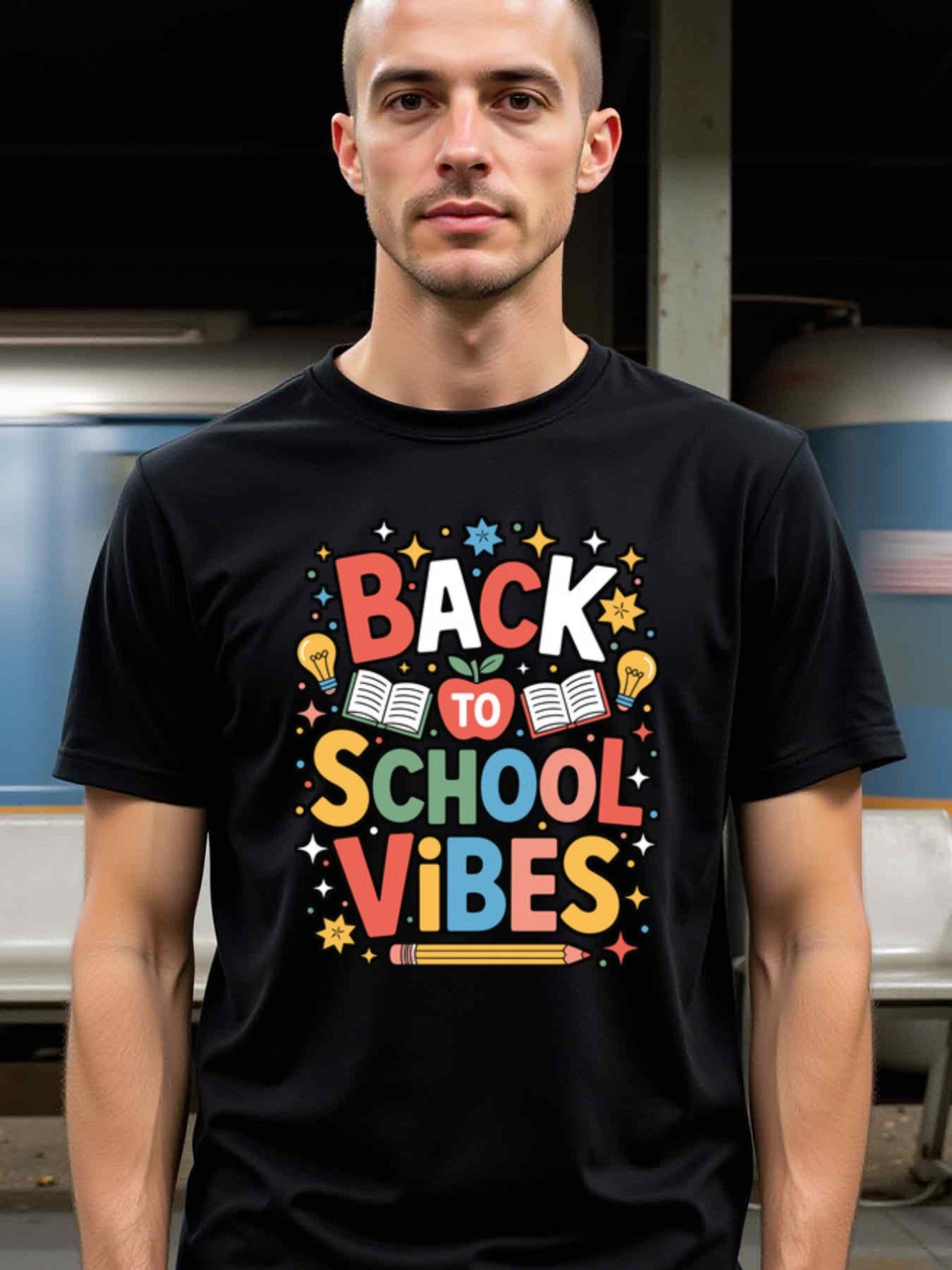 natee local warehouse clearance Back to School Vibes: Fun and Colorful Graphic Tee, man's T-Shirt,100% Cotton Fabric,Crew Neck,Short Sleeve,Regular Fit,All-Season Casual Wear,180gsm-Ideal for Valentines Christian festival Thanksgiving Day, 男t