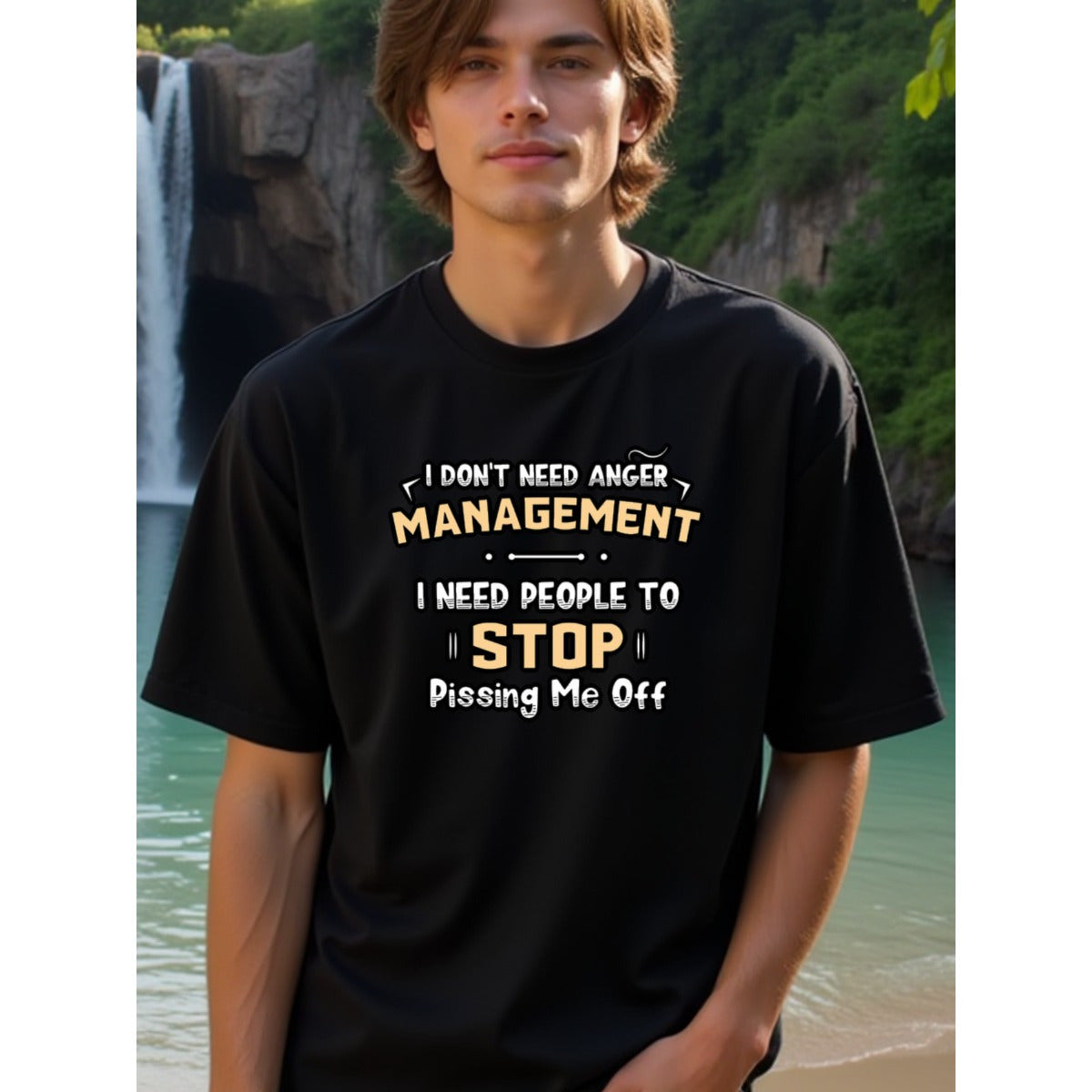 natee local warehouse clearance Anger Management Humor: Stop Pissing Me Off T-shirt, 100% Cotton Fabric,Crew Neck,Regular Fit,Weekend Casual Wear,180gsm Family Friends Christian festival Thanksgiving Day, 男t