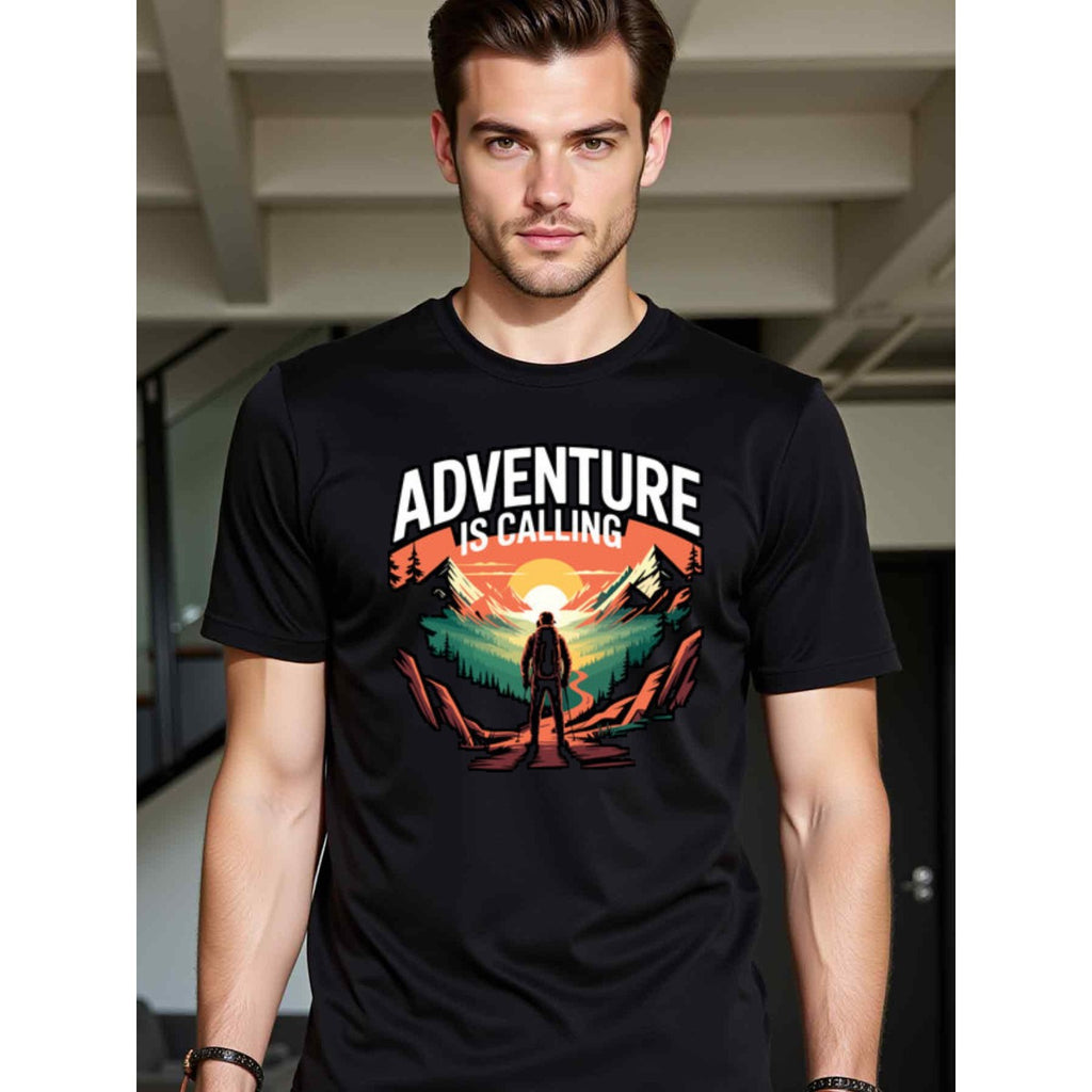 natee local warehouse clearance Adventure Calling: Hiking and Outdoor Exploration T-shirt, man's T-Shirt,100% Cotton Fabric,Crew Neck,Short Sleeve,Regular Fit,All-Season Casual Wear,180gsm-Ideal For Summer Holiday Gift, 男t
