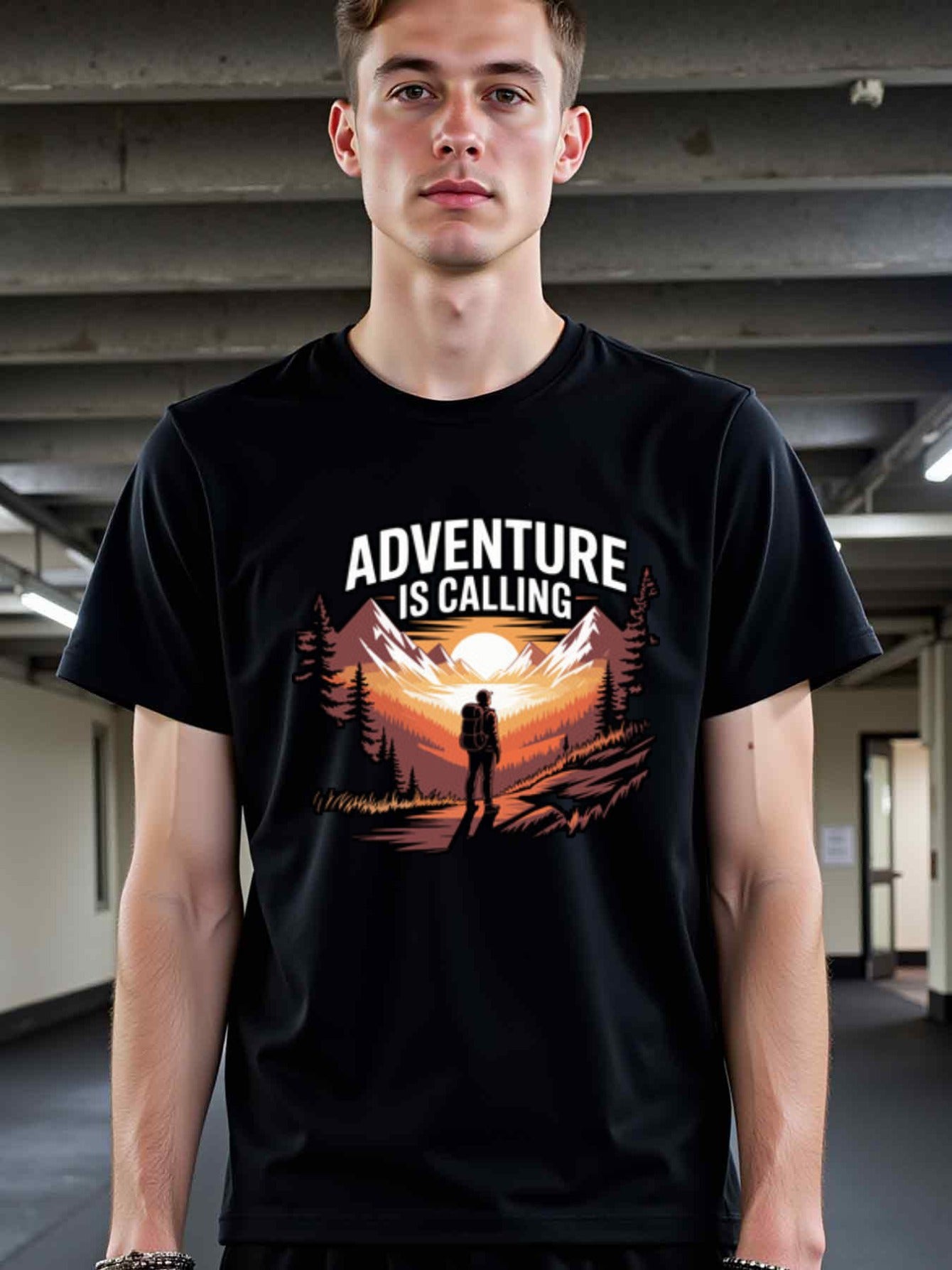 natee local warehouse clearance Adventure Calling: Hiking and Outdoor Enthusiast T-shirt, 男t