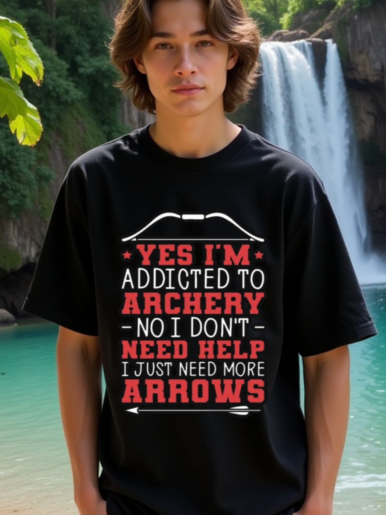 natee local warehouse clearance Archery Enthusiast's Tee: Addicted to Arrows, man's T-Shirt,100% Cotton Fabric,Crew Neck,Short Sleeve,Regular Fit,All-Season Casual Wear,180gsm-Ideal for Valentines Christian festival Thanksgiving Day, 男t