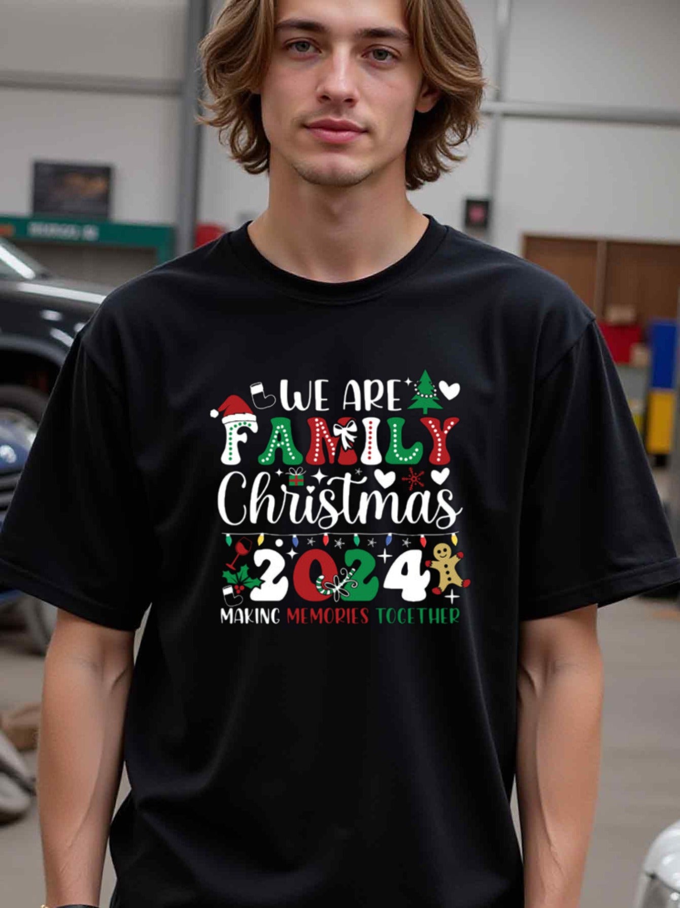 natee local warehouse clearance 2024 Family Christmas Memories T-shirt, man's T-Shirt,100% Cotton Fabric,Crew Neck,Short Sleeve,Regular Fit,All-Season Casual Wear,180gsm-Ideal for Valentines Christian festival Thanksgiving Day, 男t