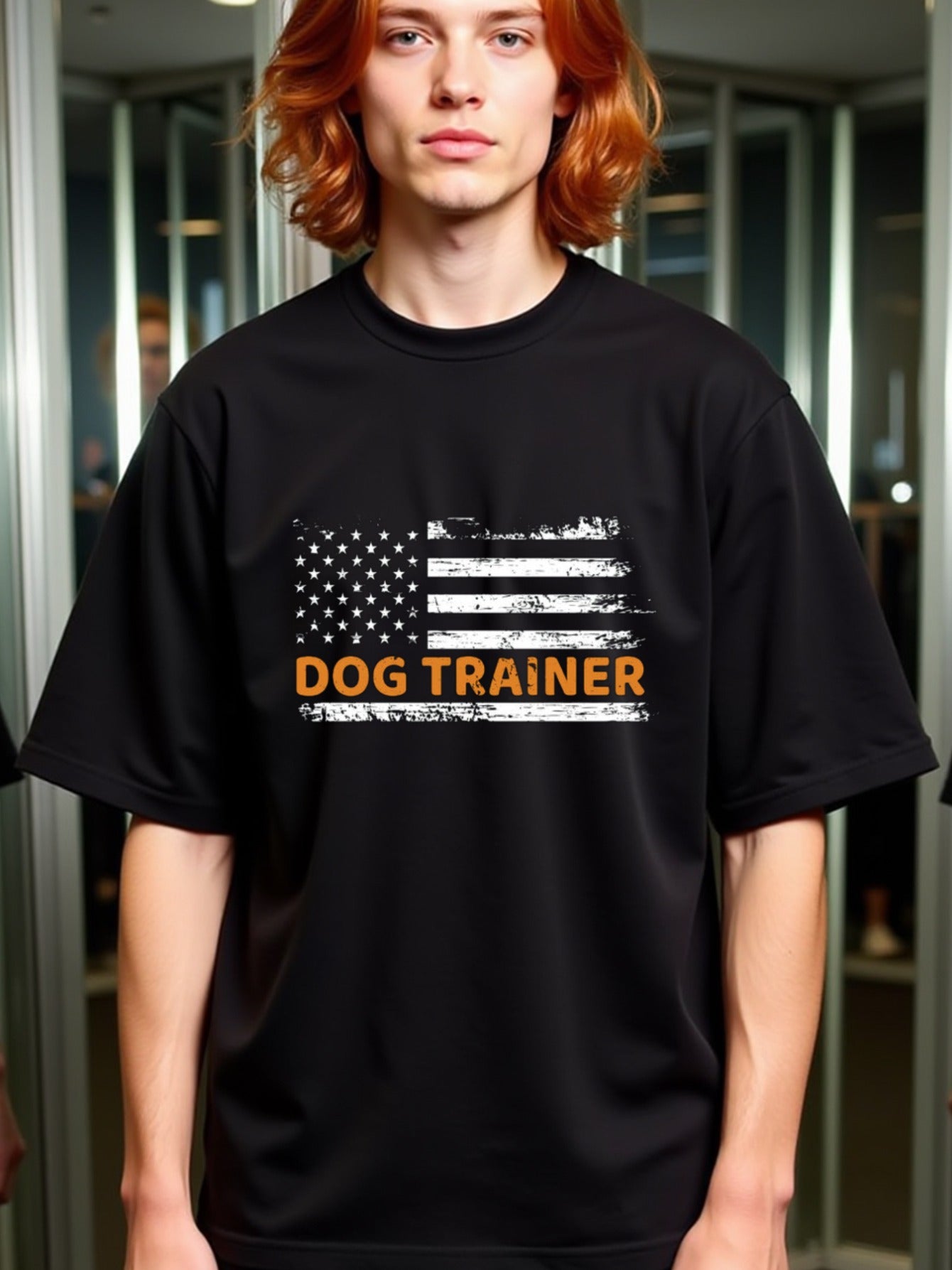 natee local warehouse clearance American Pride Dog Trainer T-shirt, man's T-Shirt,100% Cotton Fabric,Crew Neck,Short Sleeve,Regular Fit,All-Season Casual Wear,180gsm-Ideal For Summer Holiday Gift,
