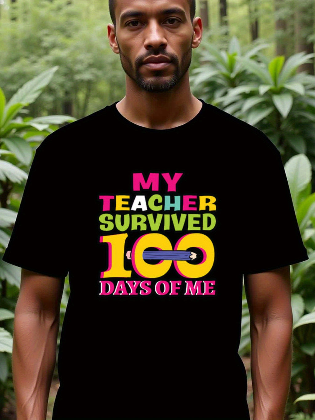 natee local warehouse clearance 100 Days of School: Teacher Survival T-shirt, 男t, 男t