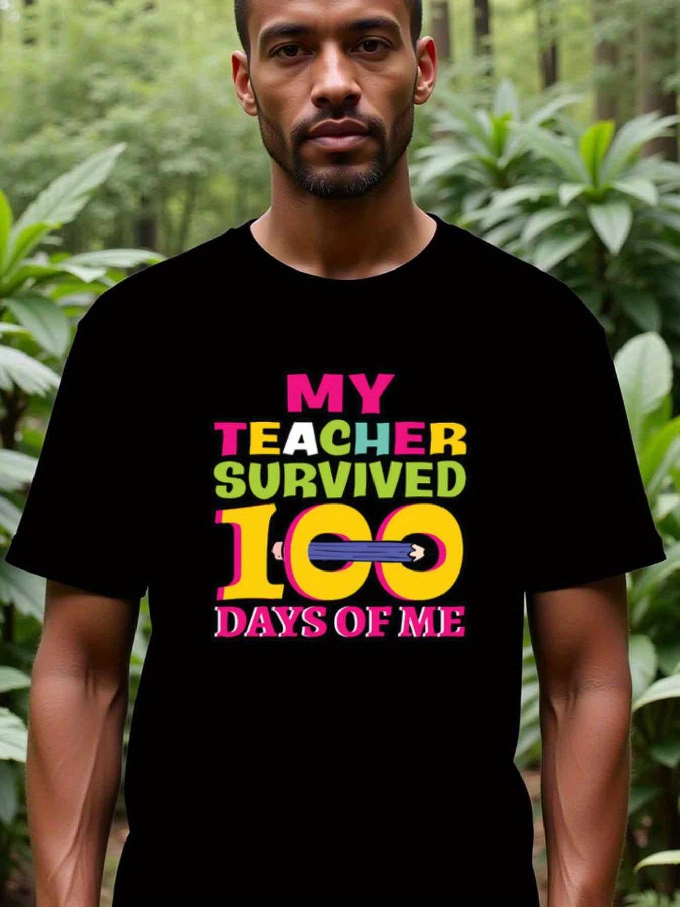 natee local warehouse clearance 100 Days of School: Teacher Survival T-shirt, 男t, 男t