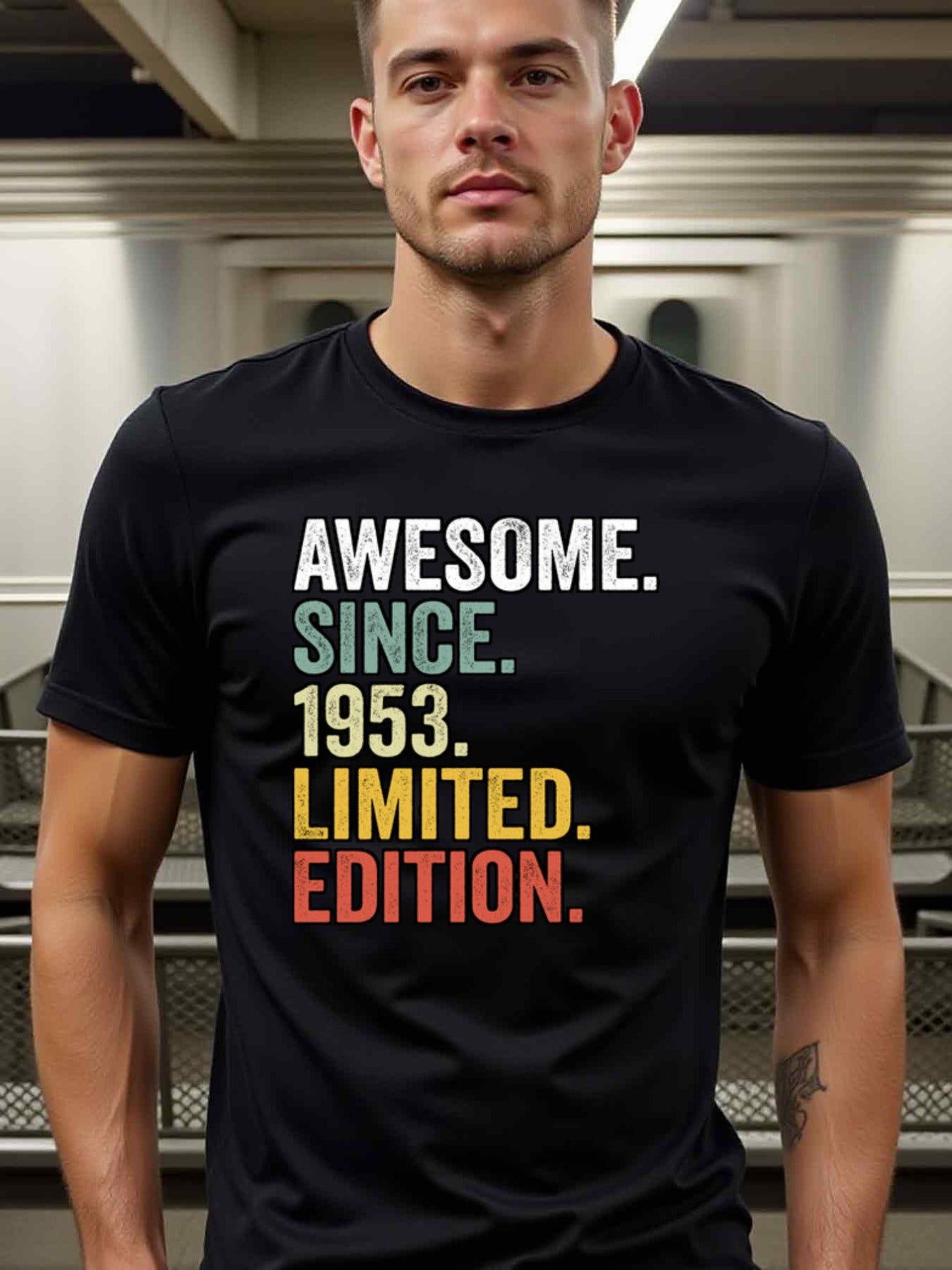 natee local warehouse clearance Awesome Since 1953 Limited Edition Vintage Birthday T-shirt, man's T-Shirt,100% Cotton Fabric,Crew Neck,Short Sleeve,Regular Fit,All-Season Casual Wear,180gsm-Ideal For Summer Holiday Gift, 男t