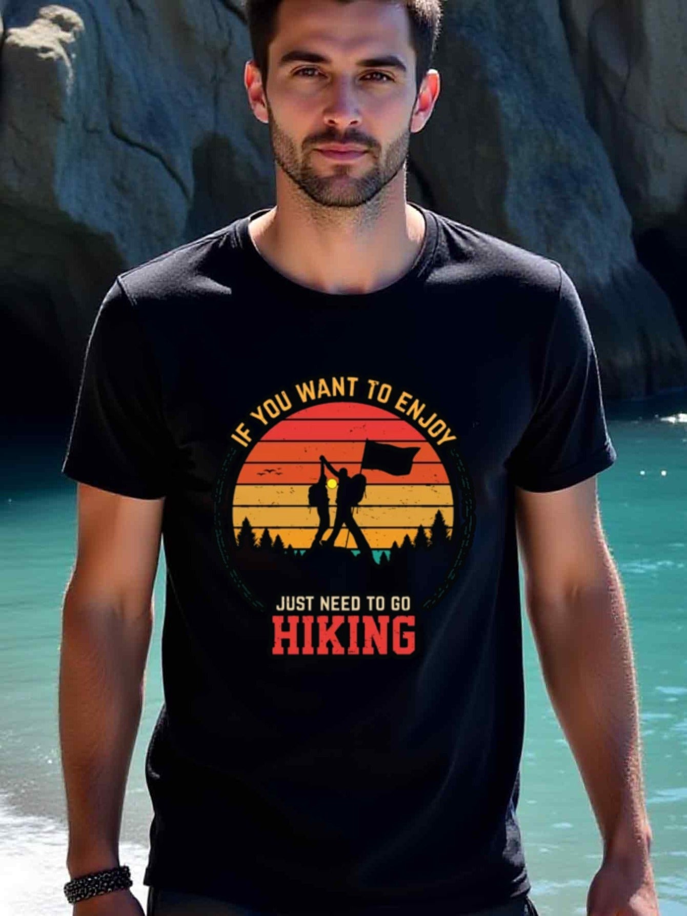 natee local warehouse clearance Adventure Awaits: Hiking Enthusiast's Tee, man's T-Shirt,100% Cotton Fabric,Crew Neck,Short Sleeve,Regular Fit,All-Season Casual Wear,180gsm-Ideal for Valentines Christian festival Thanksgiving Day, 男t