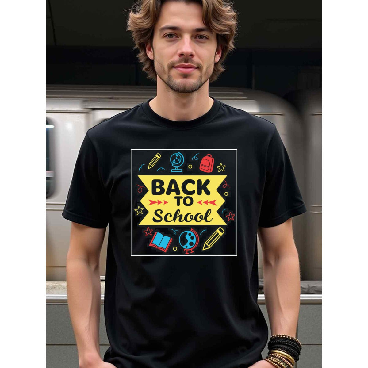 natee local warehouse clearance Back to School Graphic Tee for Men, man's T-Shirt,100% Cotton Fabric,Crew Neck,Short Sleeve,Regular Fit,All-Season Casual Wear,180gsm-Ideal for All Saints' Day Thanksgiving Day, 男t