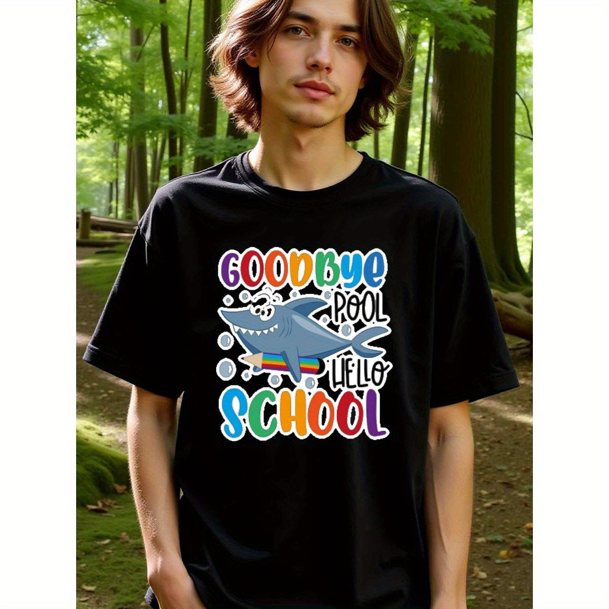 natee local warehouse clearance Back-to-school Shark Graphic Tee for Kids, man's T-Shirt,100% Cotton Fabric,Crew Neck,Short Sleeve,Regular Fit,All-Season Casual Wear,180gsm-Ideal for Valentines Christian festival Thanksgiving Day, 男t