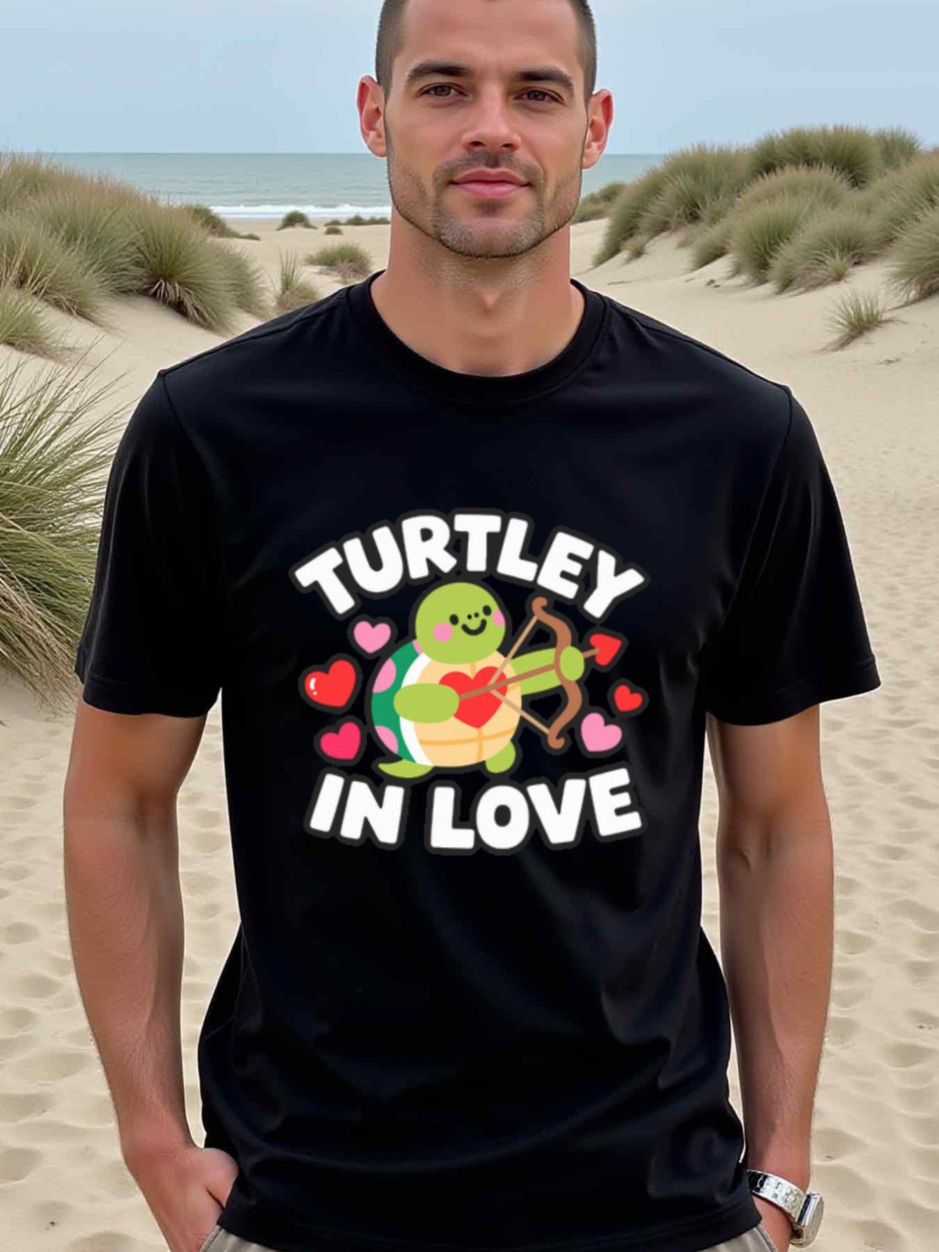 natee local warehouse clearance Adorable Turtle Valentine's Day T-shirt, 男t