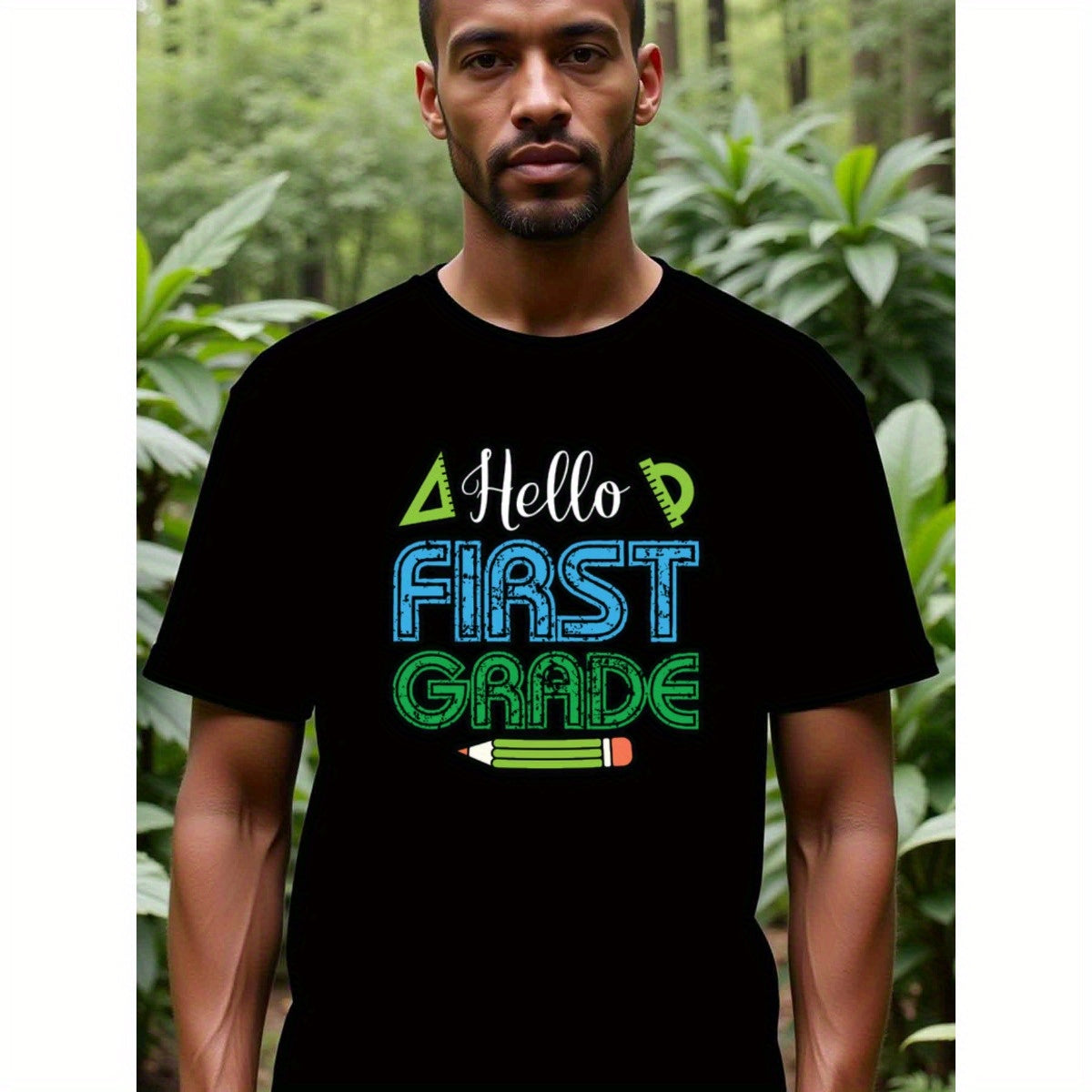 natee local warehouse clearance Back to School: Hello First Grade Teacher T-shirt, 100% Cotton Fabric,Crew Neck,Short Sleeve,Regular Fit,All-season casual wear for man and teens-perfect for running, hiking, the beach, and parties Christian festival Thanks