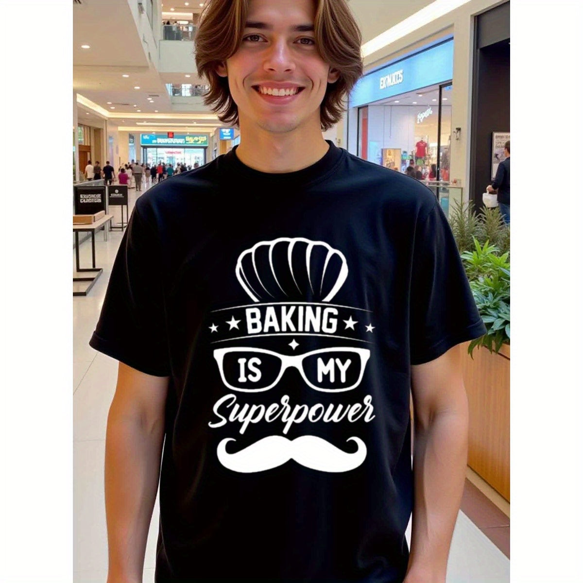 natee local warehouse clearance Baking Is My Superpower, 100% Cotton Fabric,Crew Neck,Short Sleeve,Regular Fit,All-season casual wear for man and teens-perfect for running, hiking, the beach, and parties Christian festival Thanksgiving Day,