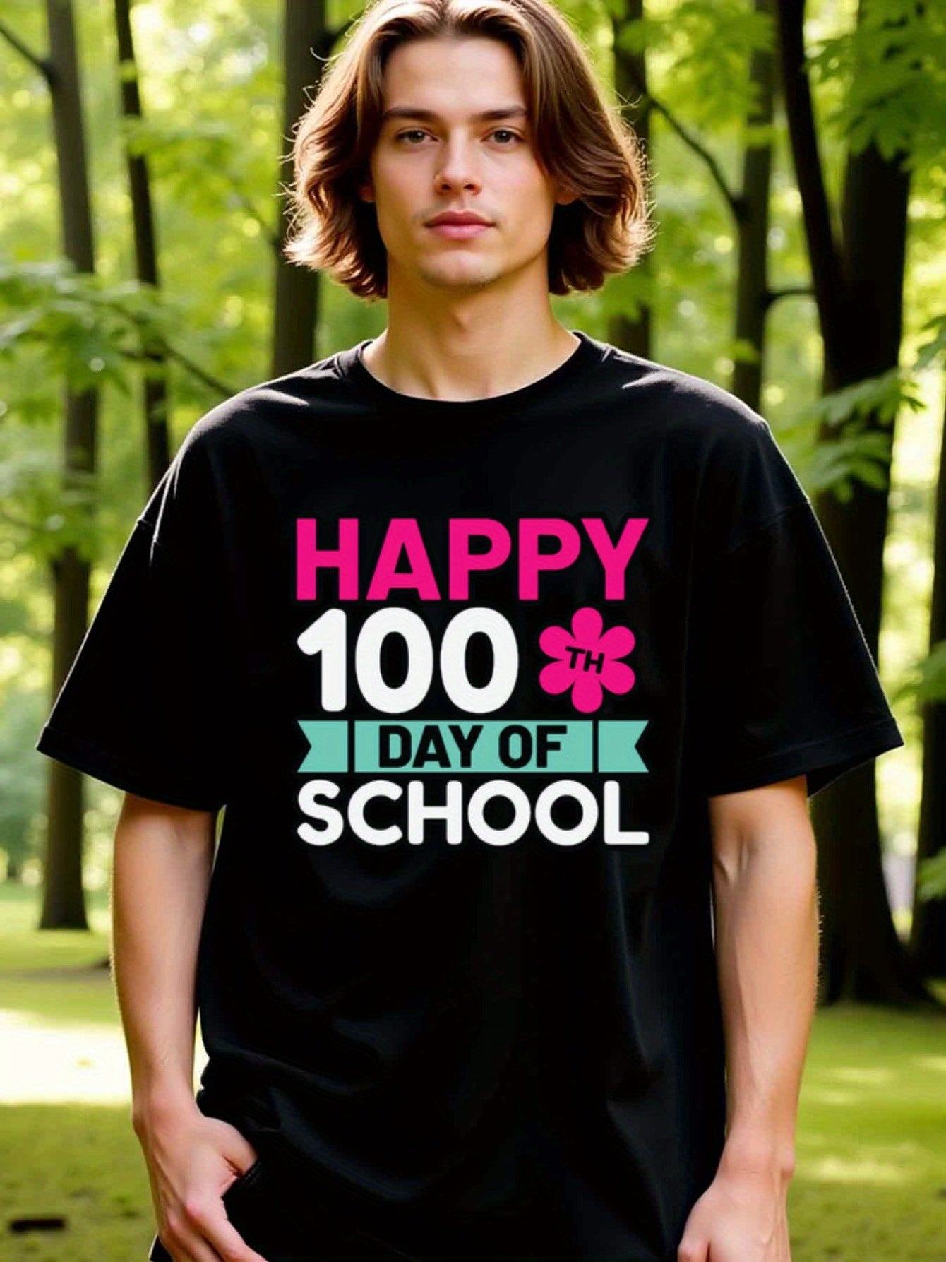 natee local warehouse clearance 100th Day of School Celebration T-shirt, 男t, 男t