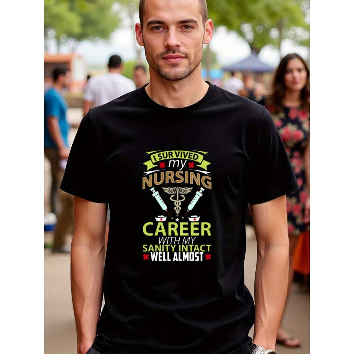 natee local warehouse clearance Survived Nursing Career: Humorous T-shirt for Nurses,
