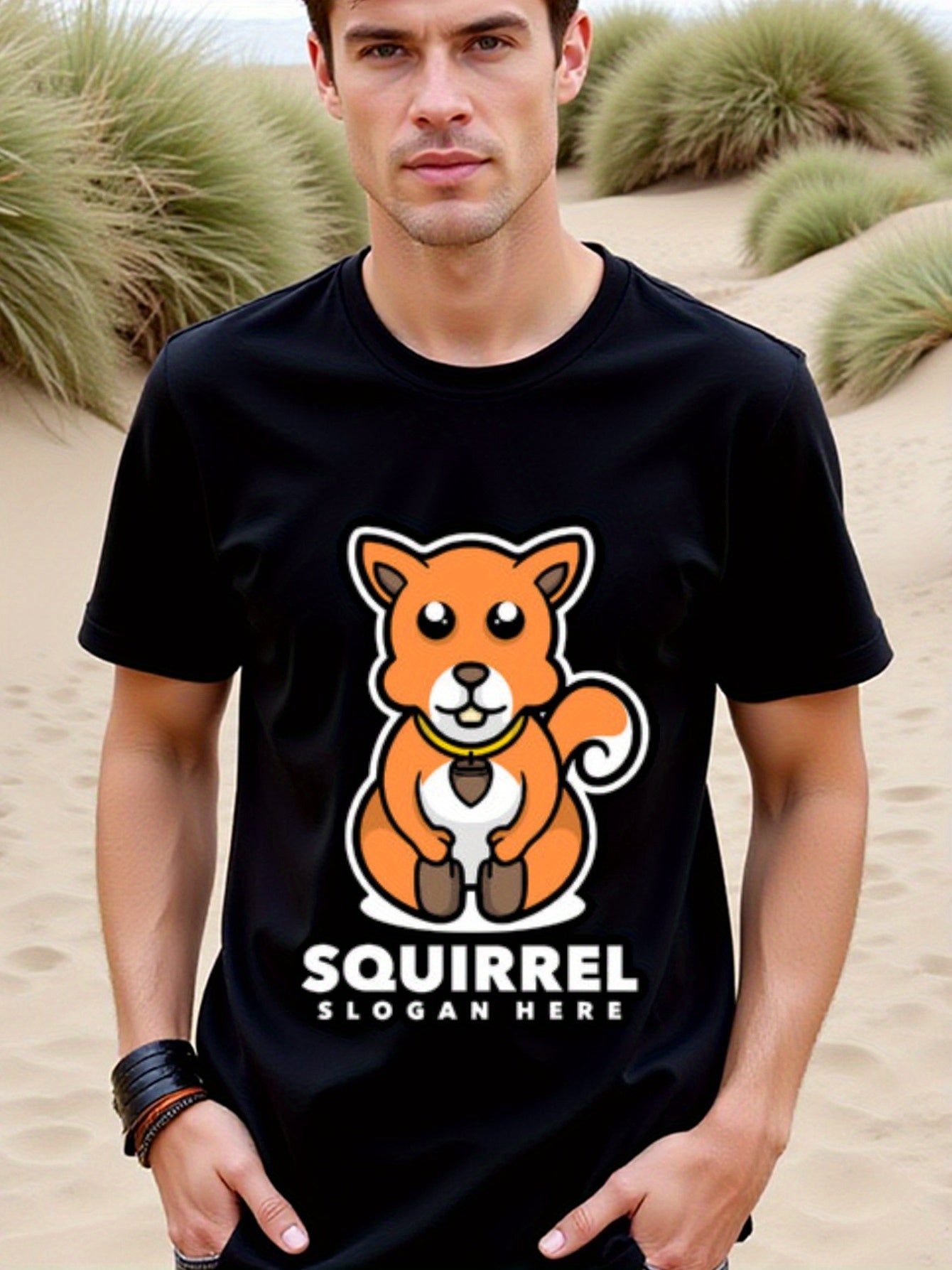 natee local warehouse clearance Adorable Squirrel Graphic Tee - Fun & Casual Wear, 男t, 男t