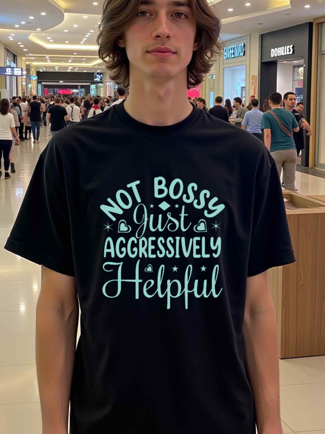 natee local warehouse clearance Aggressively Helpful: Not Bossy, Just Ready to Help!, man's T-Shirt,100% Cotton Fabric,Crew Neck,Short Sleeve,Regular Fit,All-Season Casual Wear,180gsm-Ideal for Valentines Christian festival Thanksgiving Day,