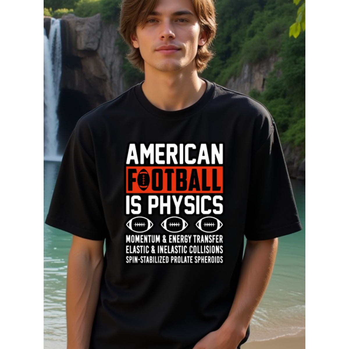 natee local warehouse clearance American Football Physics: Science of the Gridiron, man's T-Shirt,100% Cotton Fabric,Crew Neck,Short Sleeve,Regular Fit,All-Season Casual Wear,180gsm-Ideal for Valentines Christian festival Thanksgiving Day, 男t