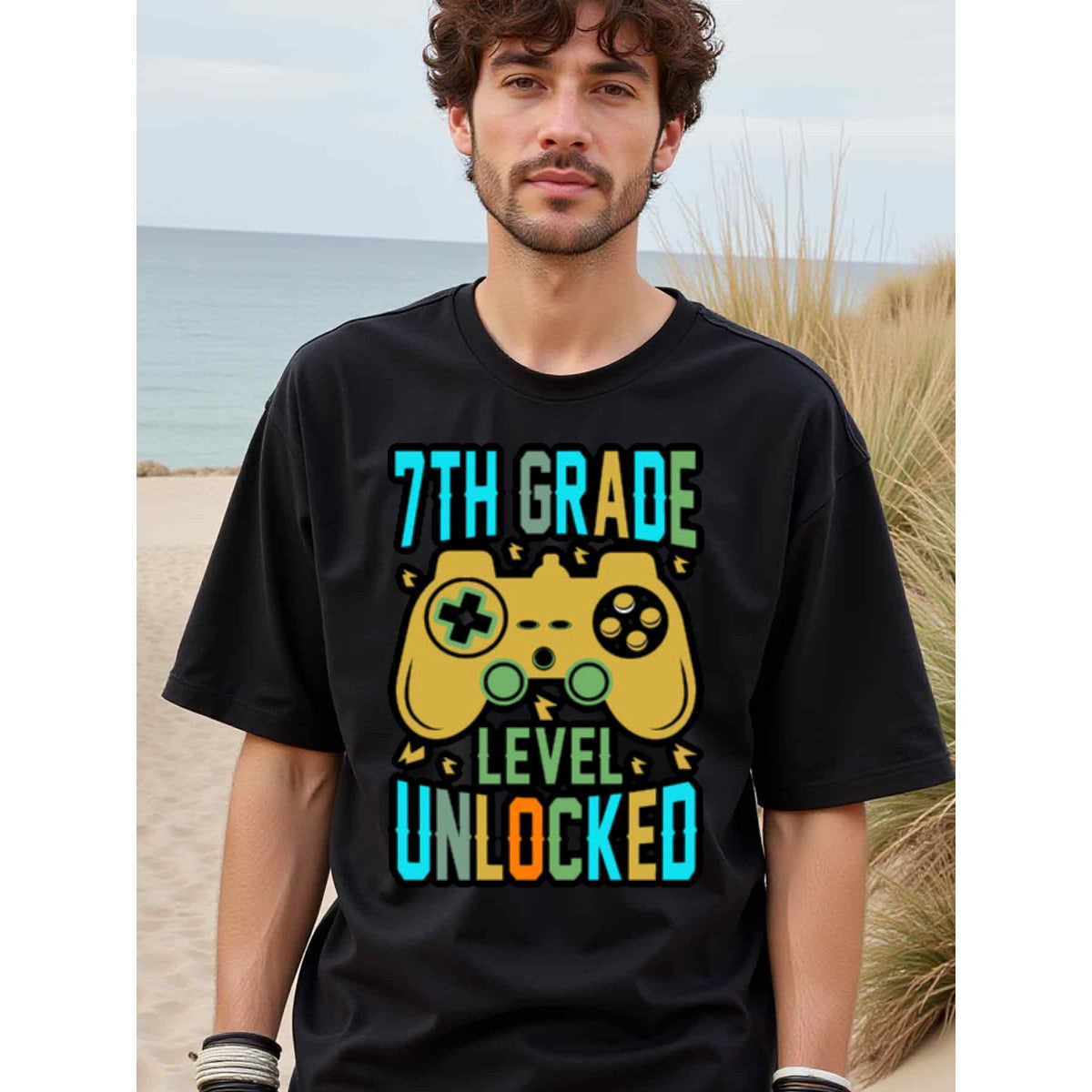 natee local warehouse clearance 7th Grade Level Unlocked Gamer T-shirt, 男t