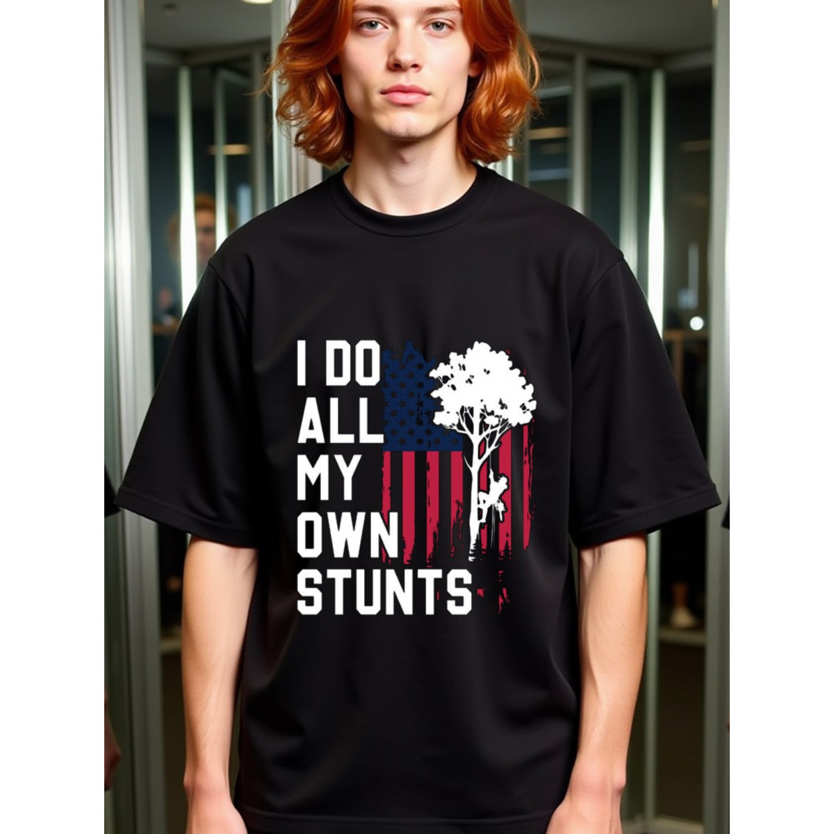 natee local warehouse clearance American Flag Stunts: Do All Your Own Adventure T-shirt, ,