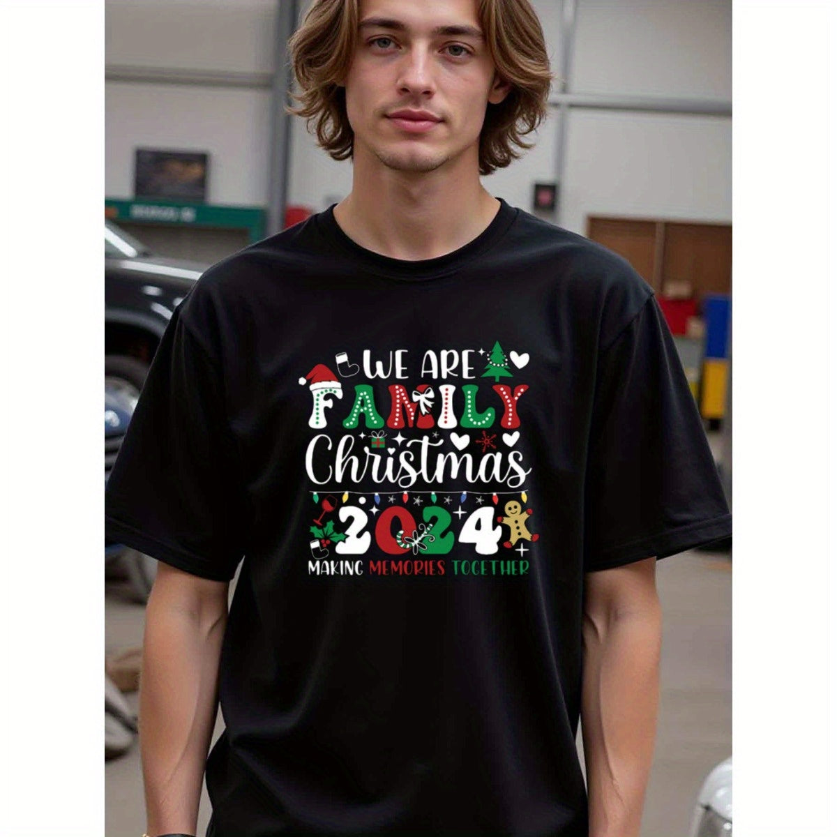 natee local warehouse clearance 2024 Family Christmas Memories T-shirt, man's T-Shirt,100% Cotton Fabric,Crew Neck,Short Sleeve,Regular Fit,All-Season Casual Wear,180gsm-Ideal for Valentines Christian festival Thanksgiving Day, 男t
