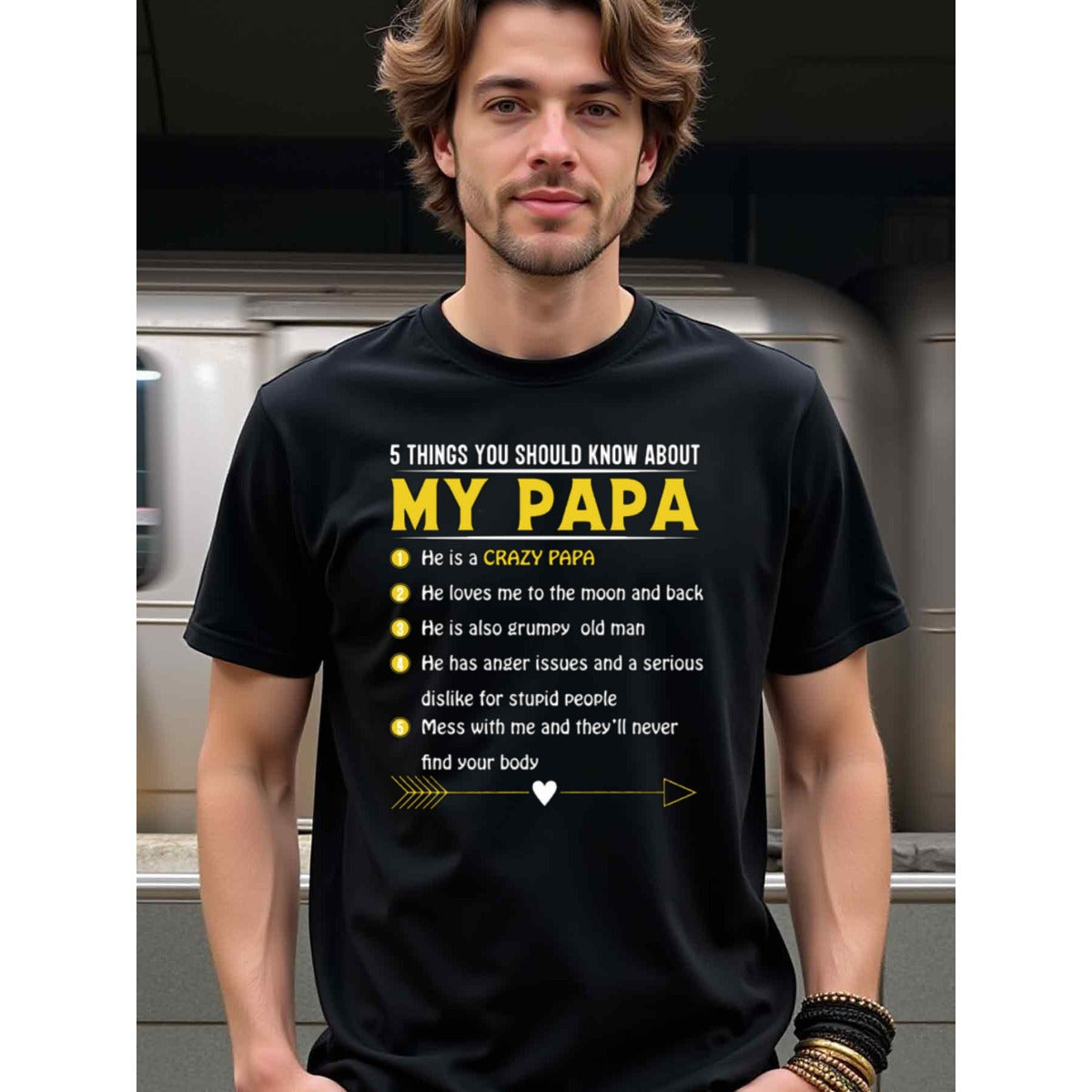 natee local warehouse clearance 5 Things You Should Know About My Papa - Funny Father's Day T-shirt, 100% Cotton Fabric,Crew Neck,Regular Fit,Weekend Casual Wear,180gsm Family Friends Christian festival Thanksgiving Day, 男t