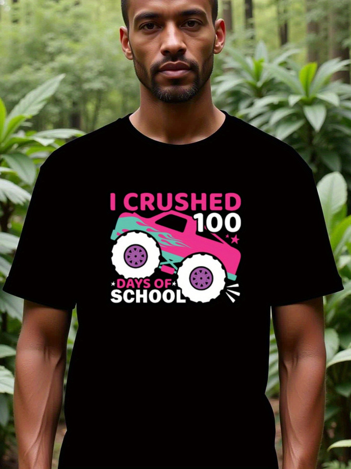natee local warehouse clearance 100 Days of School Monster Truck T-shirt, 男t, 男t