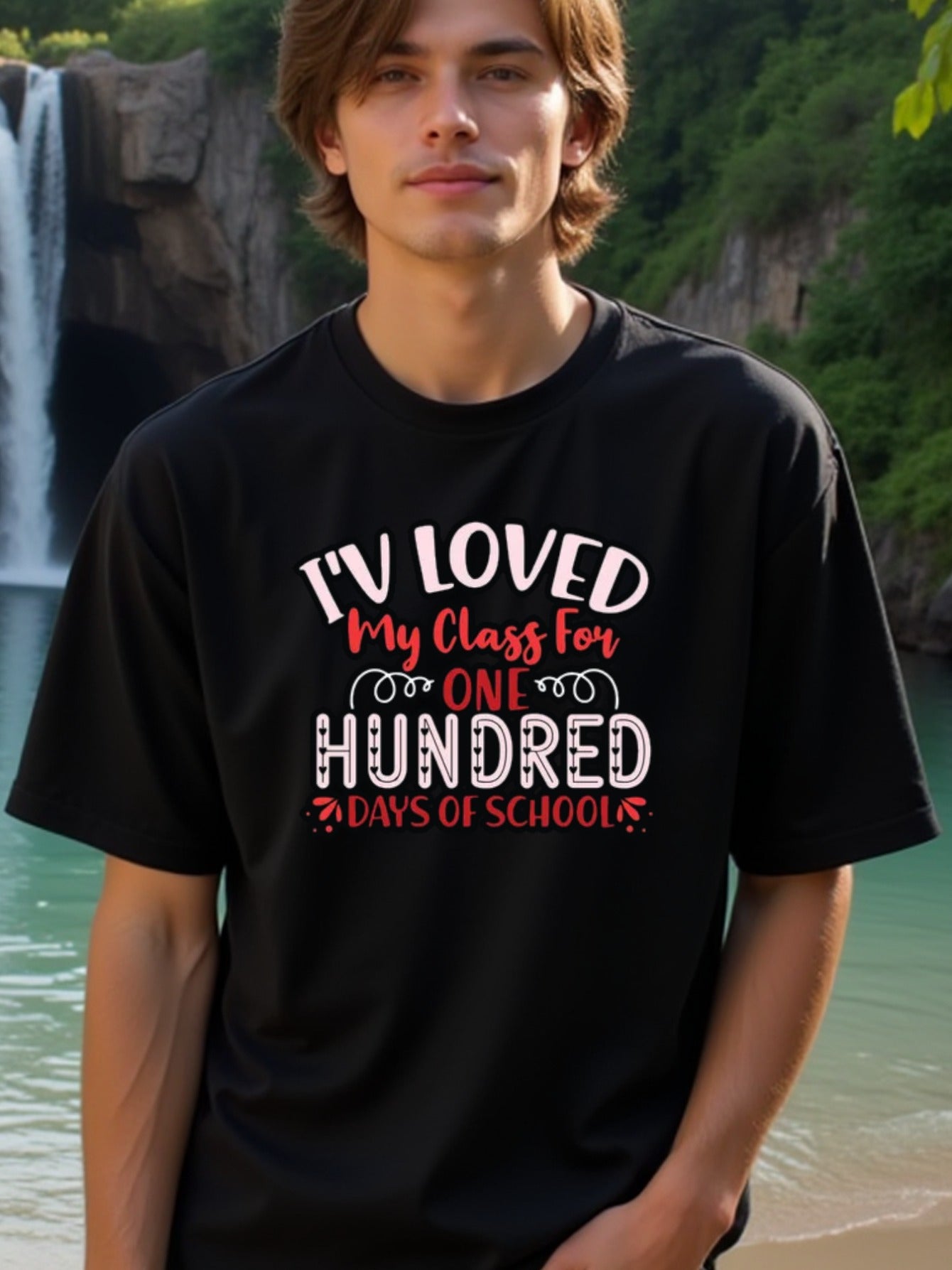 natee local warehouse clearance 100 Days of School: Celebrate Your Classmates with Style!, man's T-Shirt,100% Cotton Fabric,Crew Neck,Short Sleeve,Regular Fit,All-Season Casual Wear,180gsm-Ideal for All Saints' Day Thanksgiving Day, 男t