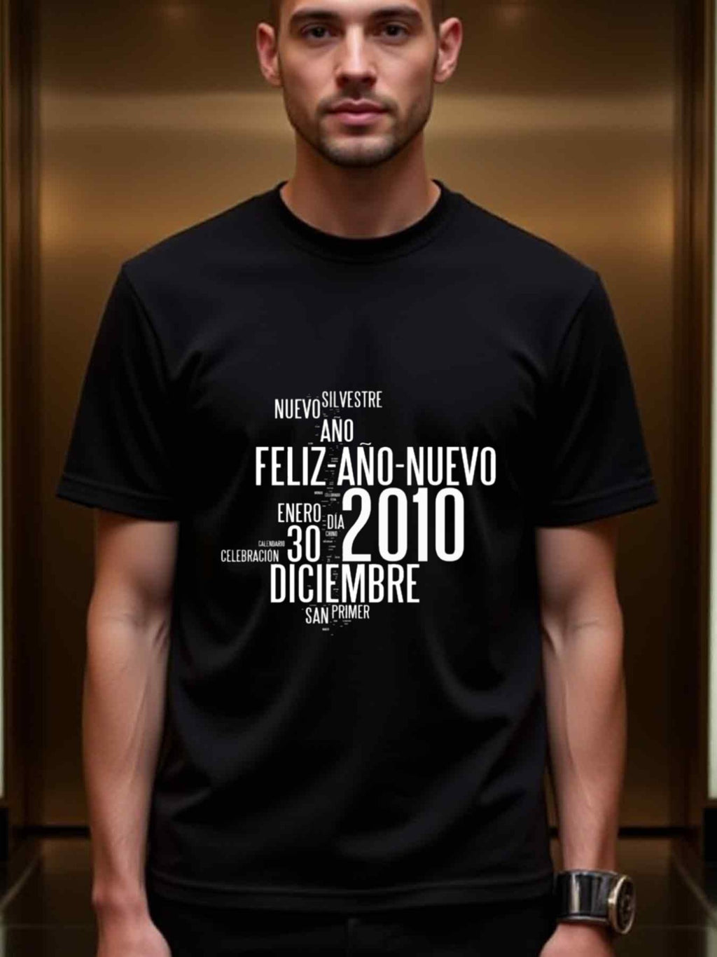 natee local warehouse clearance 2010 New Year's Eve Celebration T-shirt - Spanish Edition, 100% Cotton Fabric,Crew Neck,Short Sleeve,Regular Fit,All-season casual wear for man and teens-perfect for running, hiking, the beach, and parties Christian festiva
