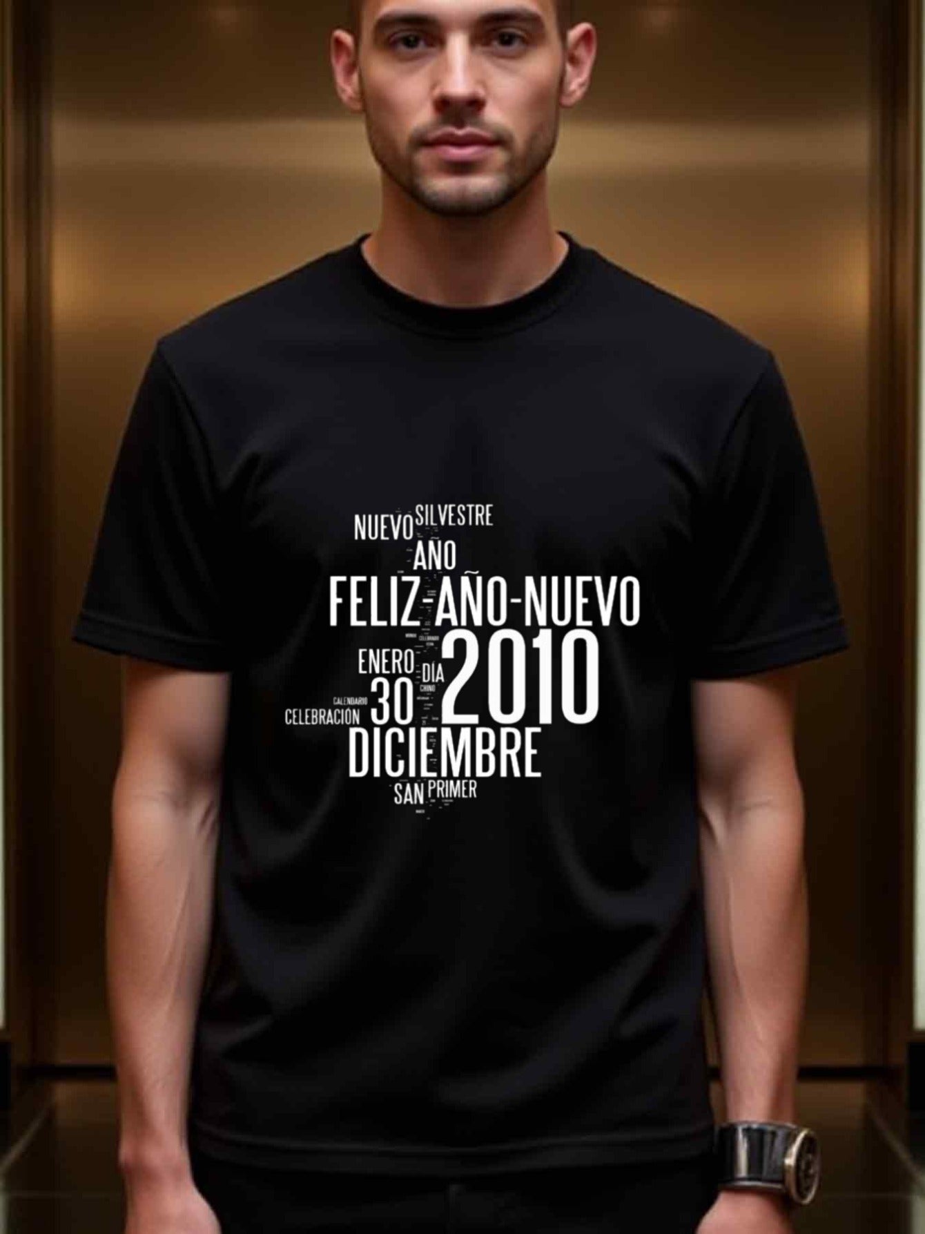 natee local warehouse clearance 2010 New Year's Eve Celebration T-shirt - Spanish Edition, 100% Cotton Fabric,Crew Neck,Short Sleeve,Regular Fit,All-season casual wear for man and teens-perfect for running, hiking, the beach, and parties Christian festiva