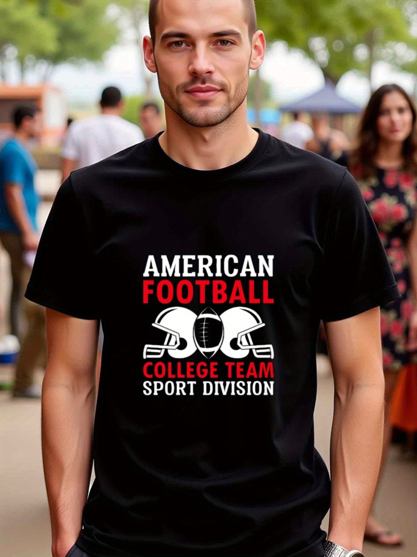 natee local warehouse clearance American Football College Team Sport Division T-shirt, ,