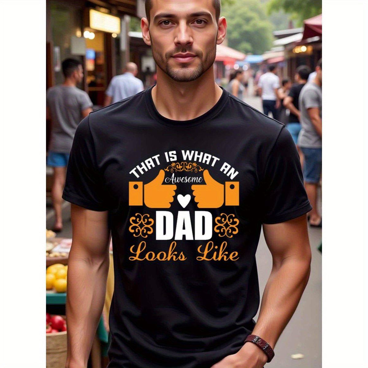 natee local warehouse clearance Awesome Dad Thumbs Up Black T-shirt, man's T-Shirt,100% Cotton Fabric,Crew Neck,Short Sleeve,Regular Fit,All-Season Casual Wear,180gsm-Ideal for Valentines Christian festival Thanksgiving Day,