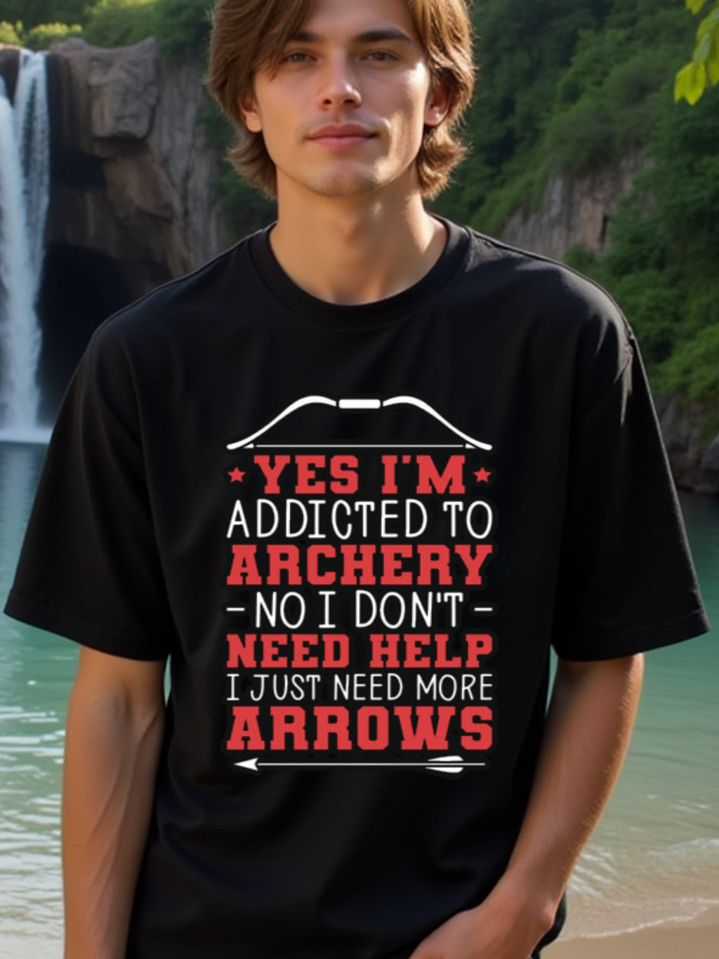 natee local warehouse clearance Archery Enthusiast's Tee: Addicted to Arrows, 100% Cotton Fabric,Crew Neck,Regular Fit,Weekend Casual Wear,180gsm Family Friends Christian festival Thanksgiving Day, 男t