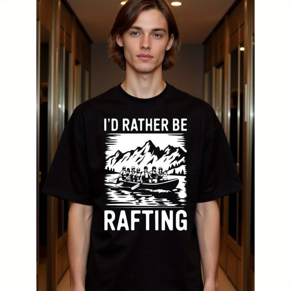natee local warehouse clearance Adventure Seeker's I'd Rather Be Rafting Tee, man's T-Shirt,100% Cotton Fabric,Crew Neck,Short Sleeve,Regular Fit,All-Season Casual Wear,180gsm-Ideal for Valentines Christian festival Thanksgiving Day,